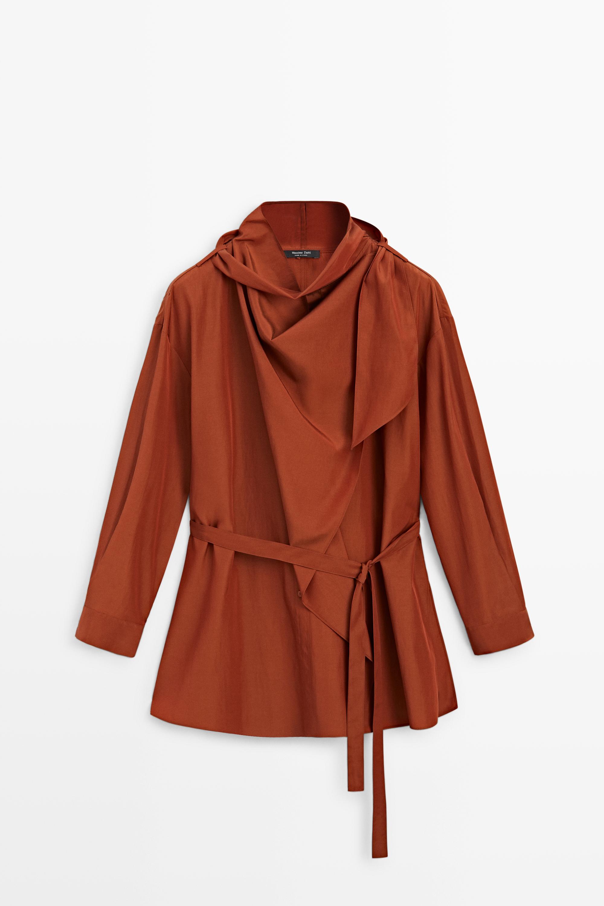 Flowing blouse with tie detail Copper