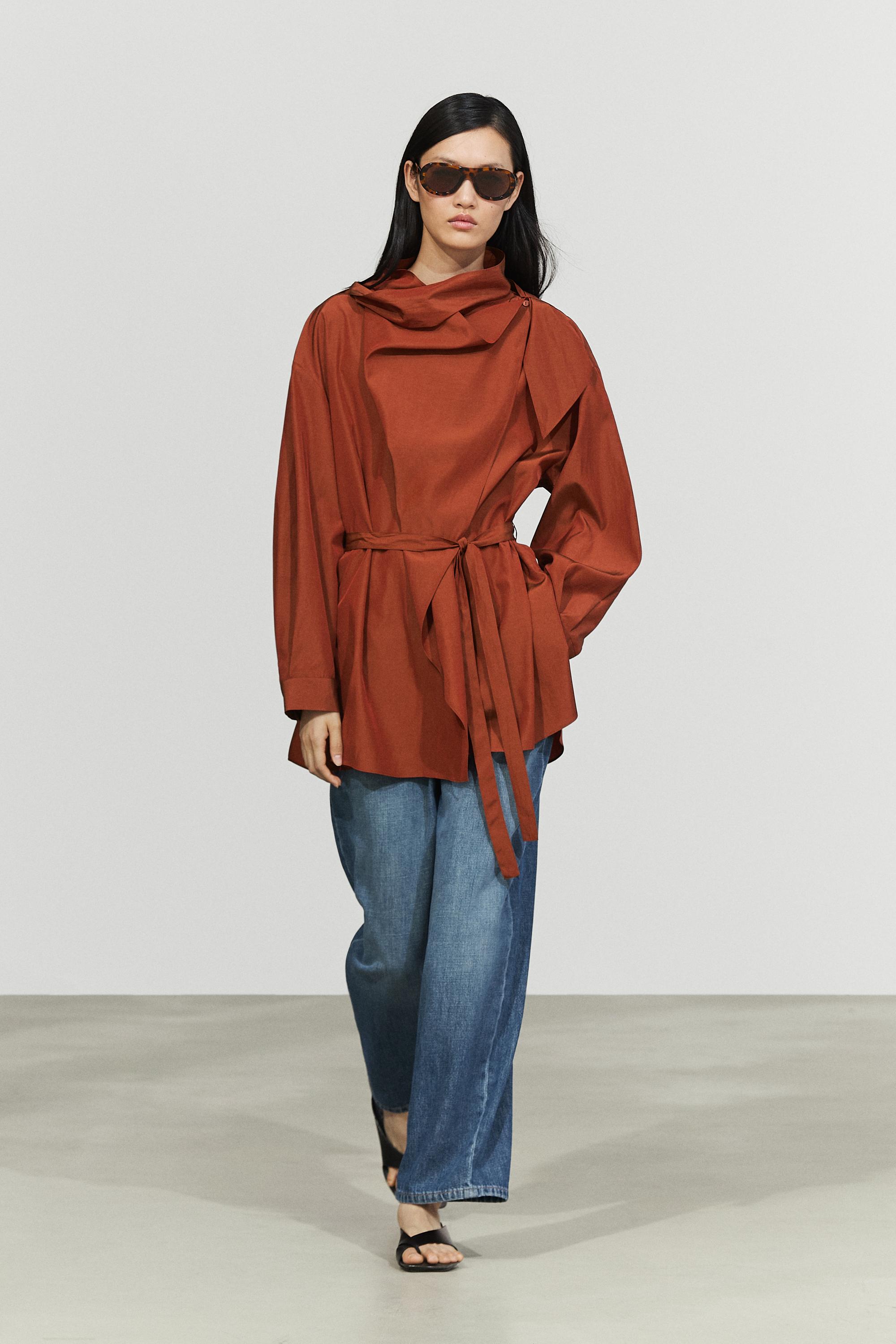 Flowing blouse with tie detail Copper
