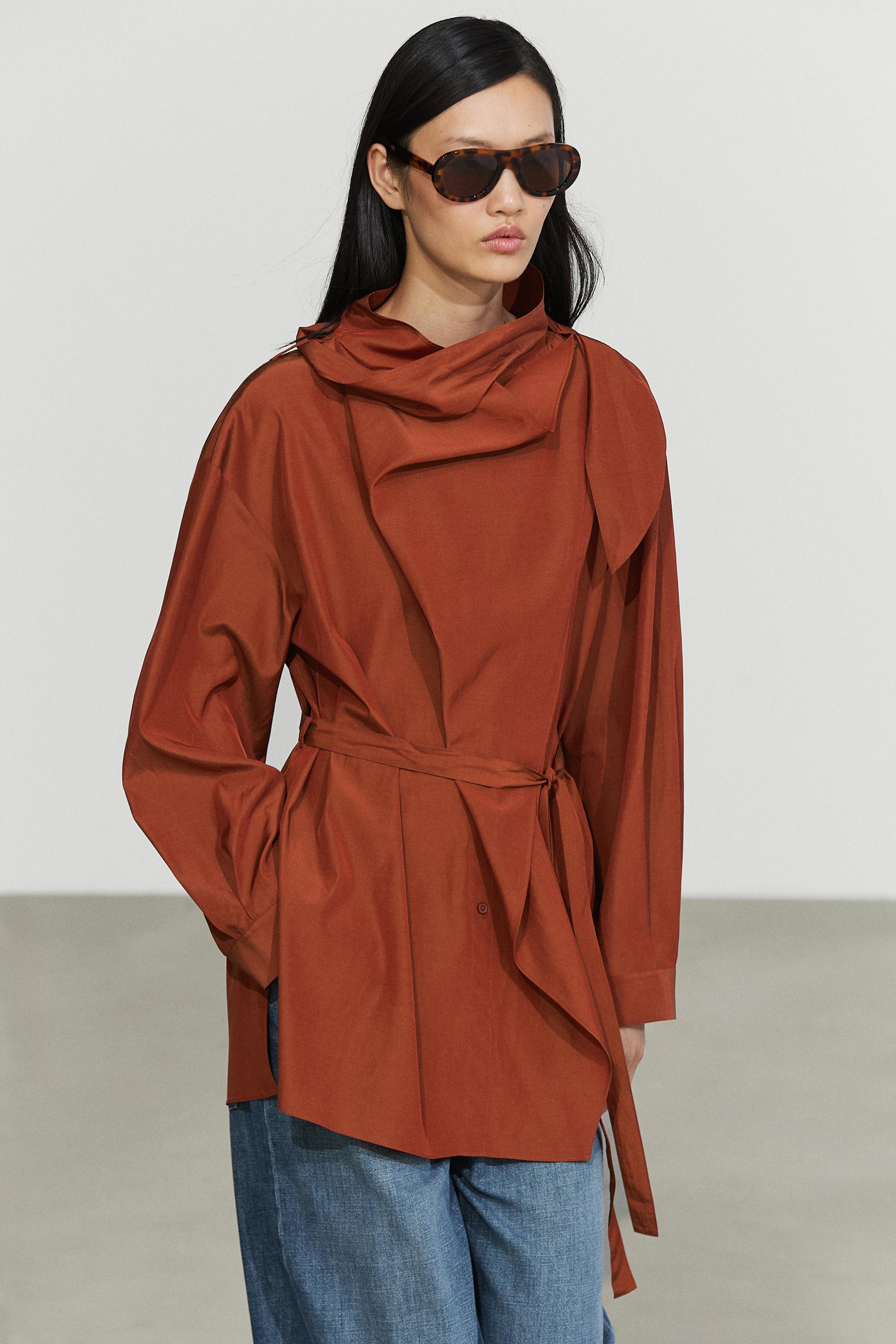 Flowing blouse with tie detail Copper