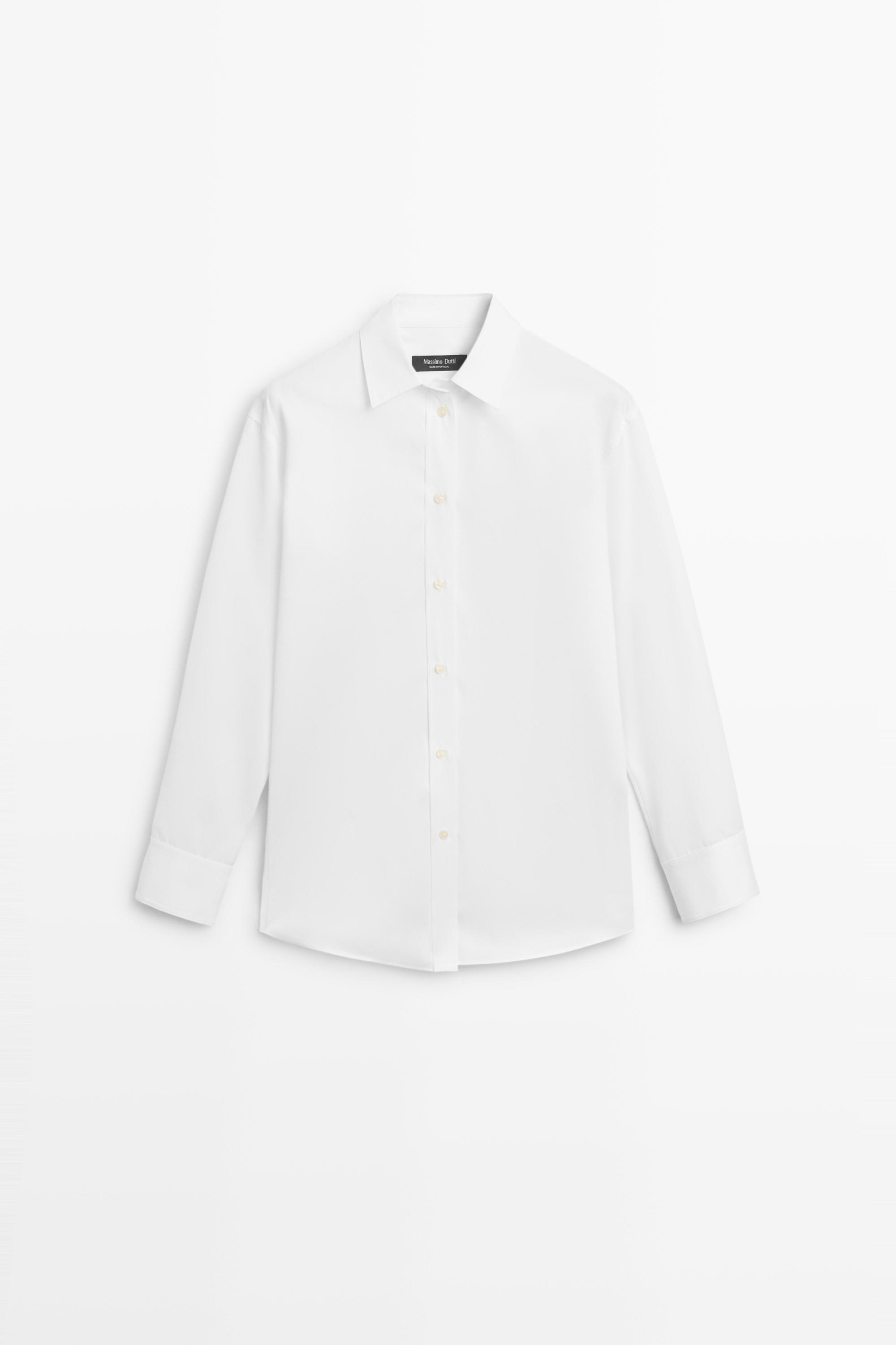 Oversize 100% cotton poplin shirt White