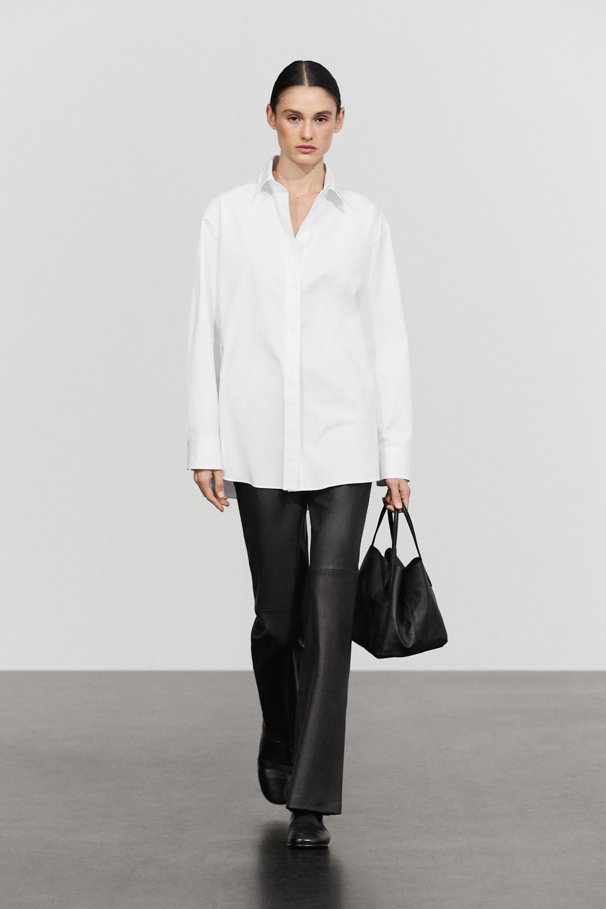 Oversize 100% cotton poplin shirt White