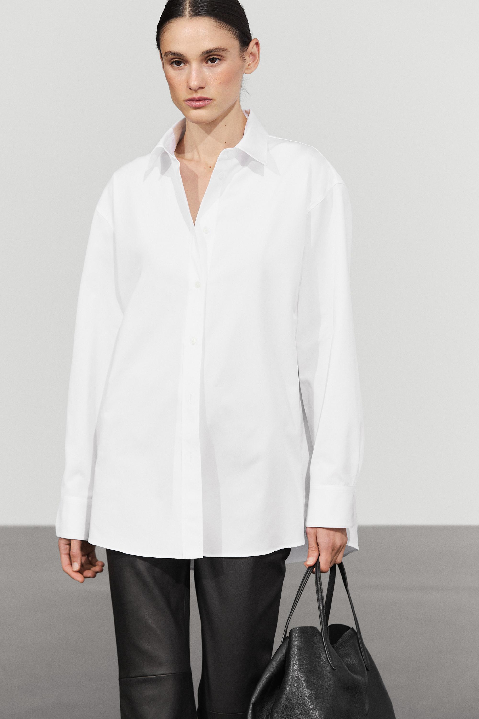 Oversize 100% cotton poplin shirt White