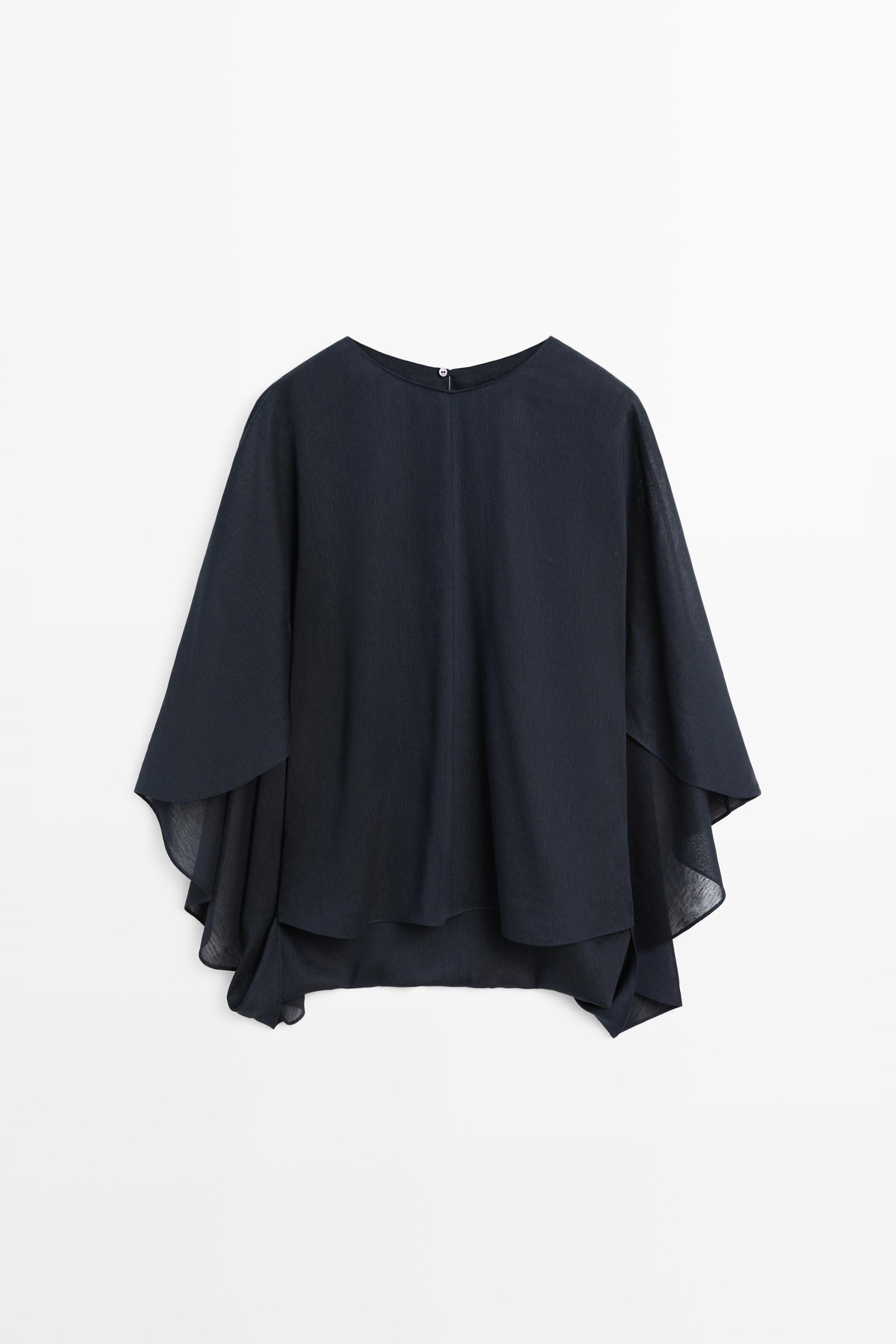 Asymmetric flowing cape Dark Blue