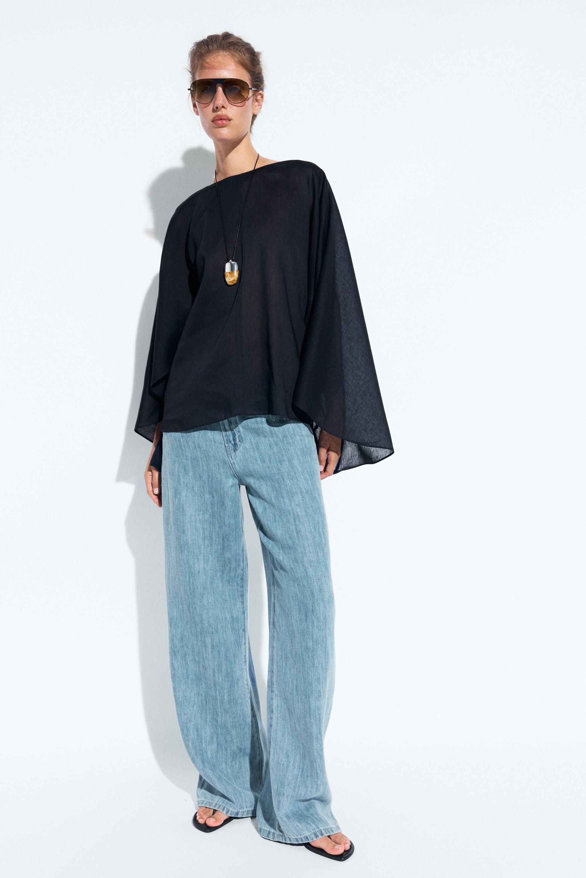 Asymmetric flowing cape Dark Blue