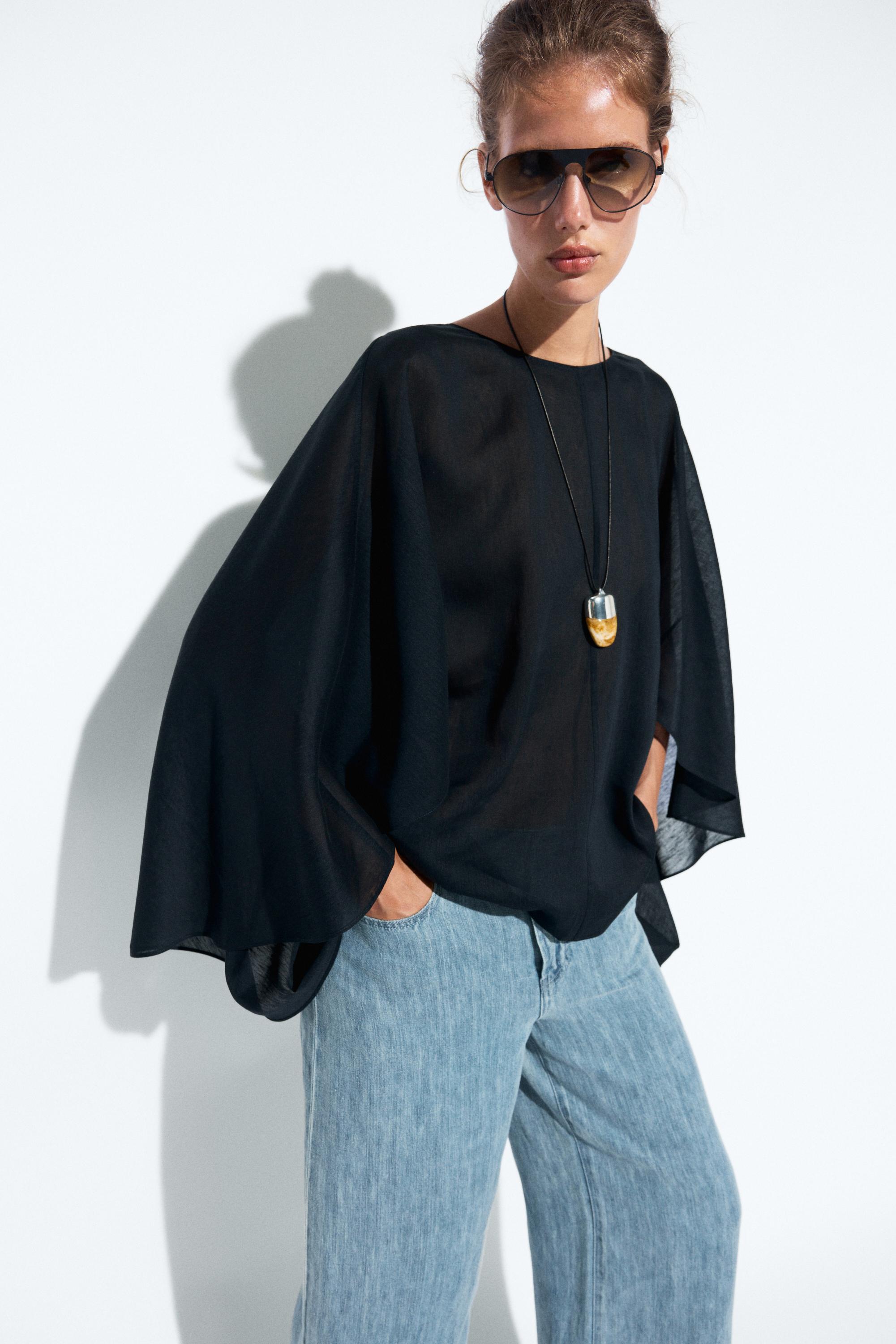 Asymmetric flowing cape Dark Blue