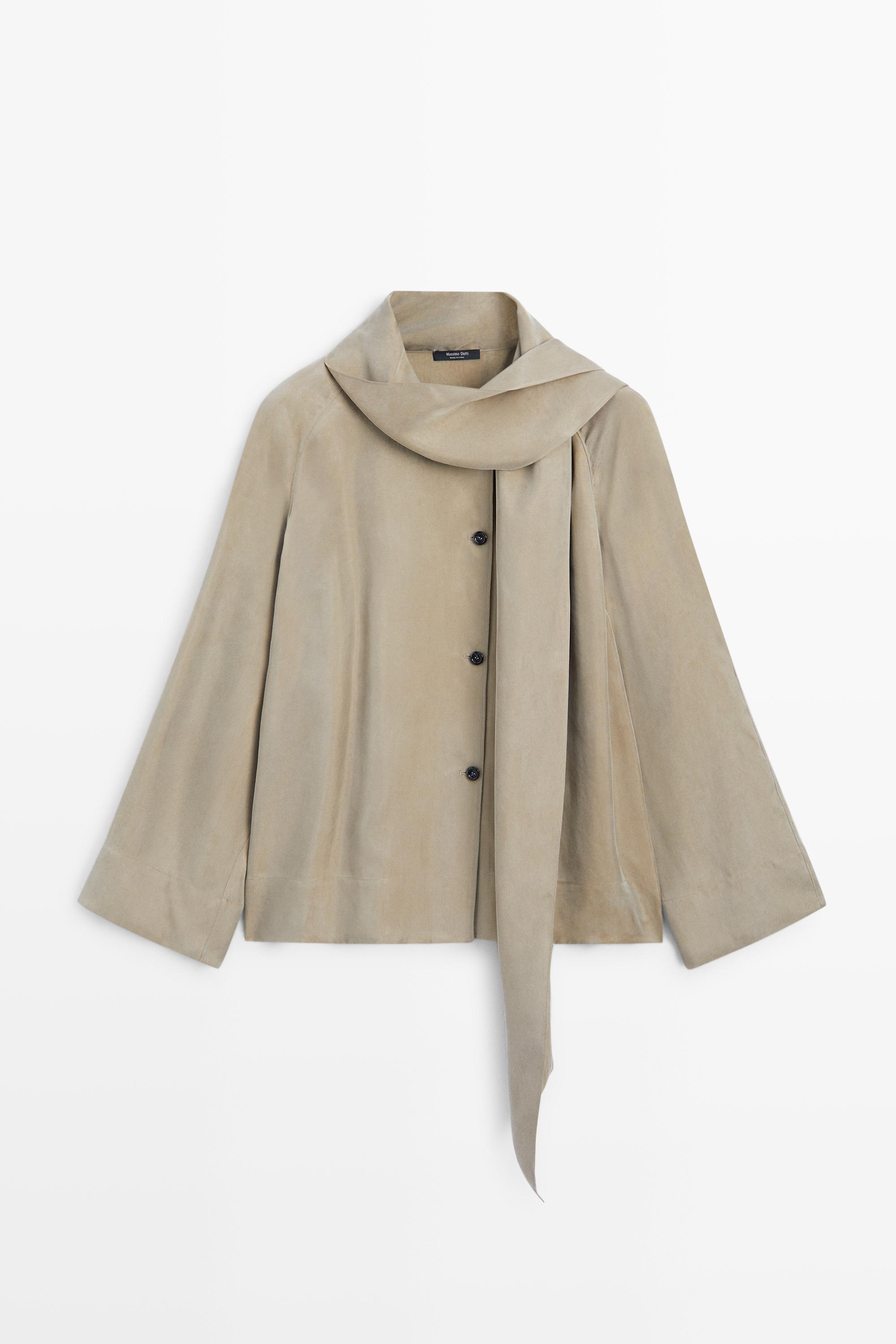 Flowing shirt with scarf detail Sand