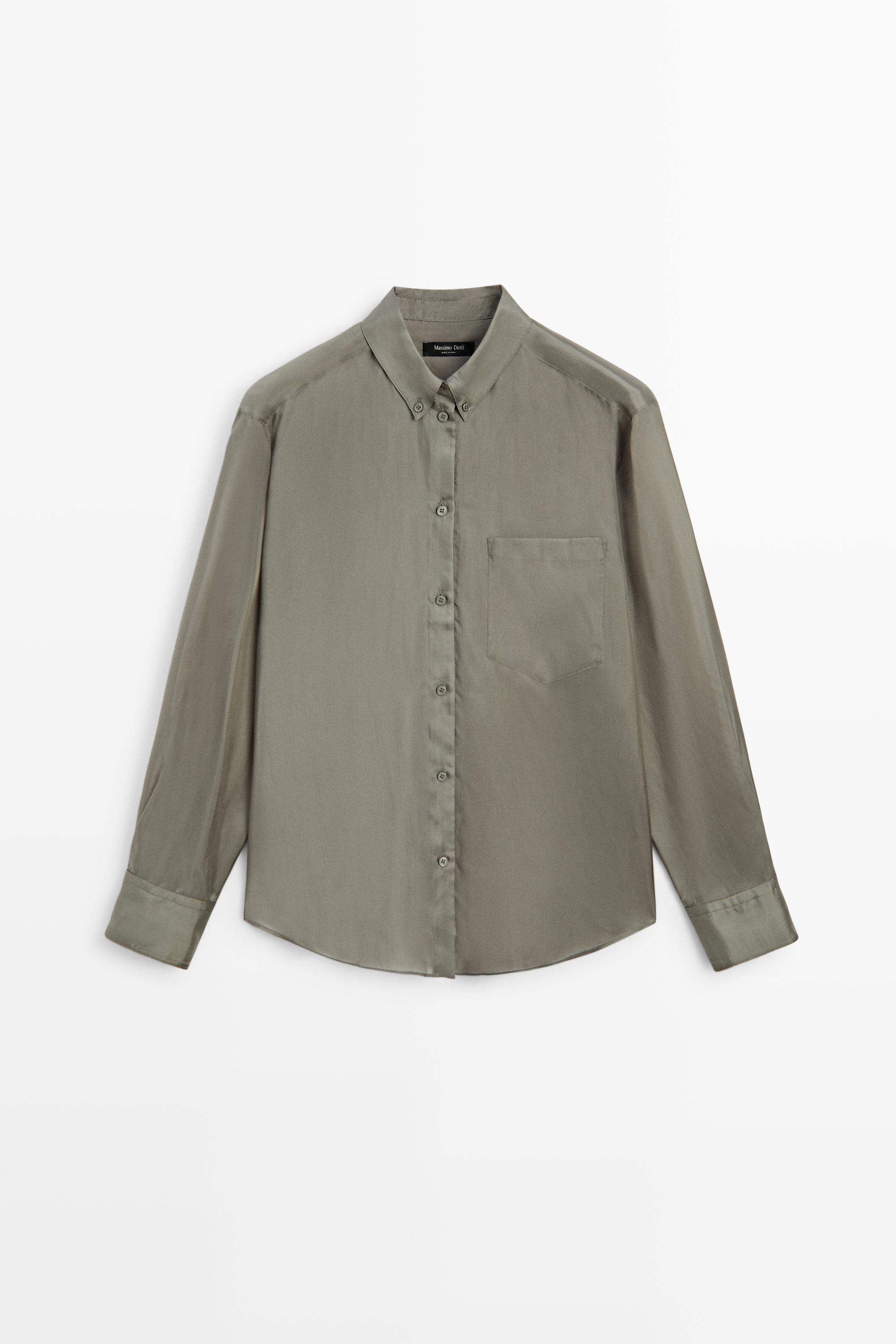 Flowing shirt with pocket detail Greyish Green