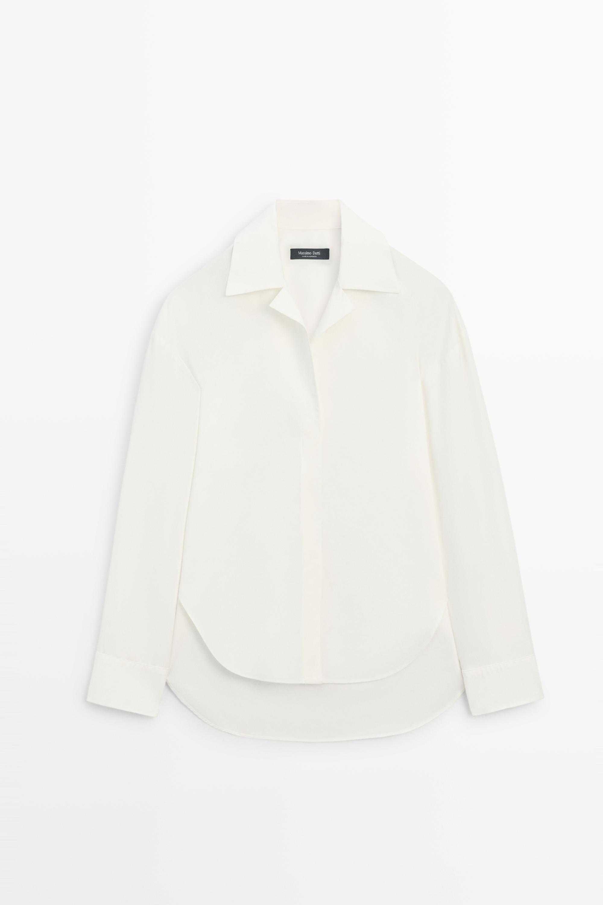 Poplin shirt with seam details White