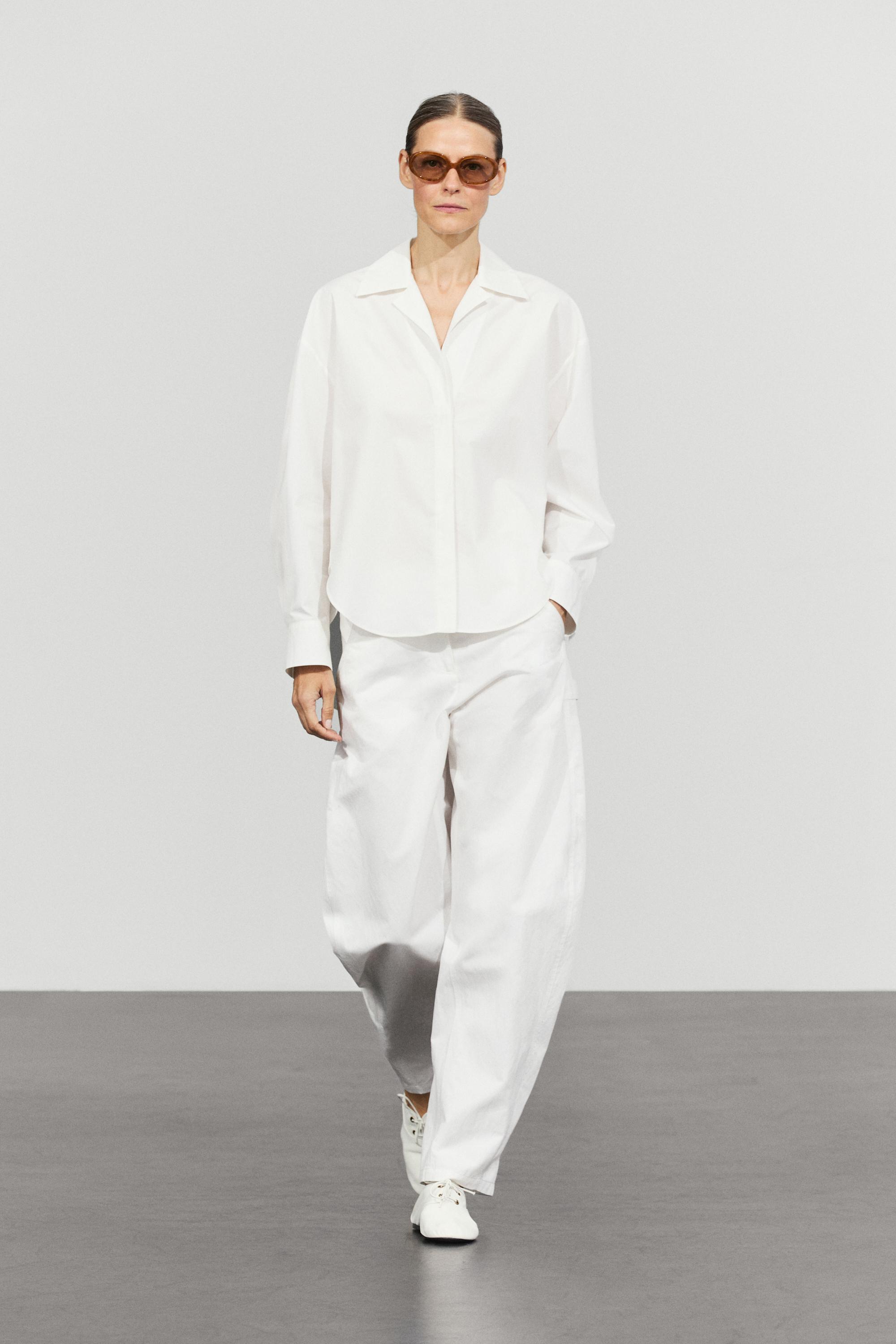 Poplin shirt with seam details White