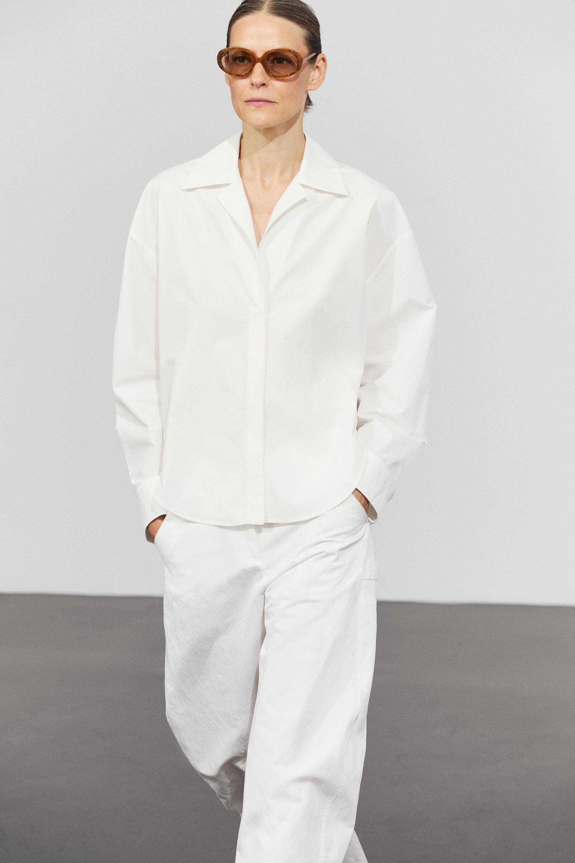 Poplin shirt with seam details White