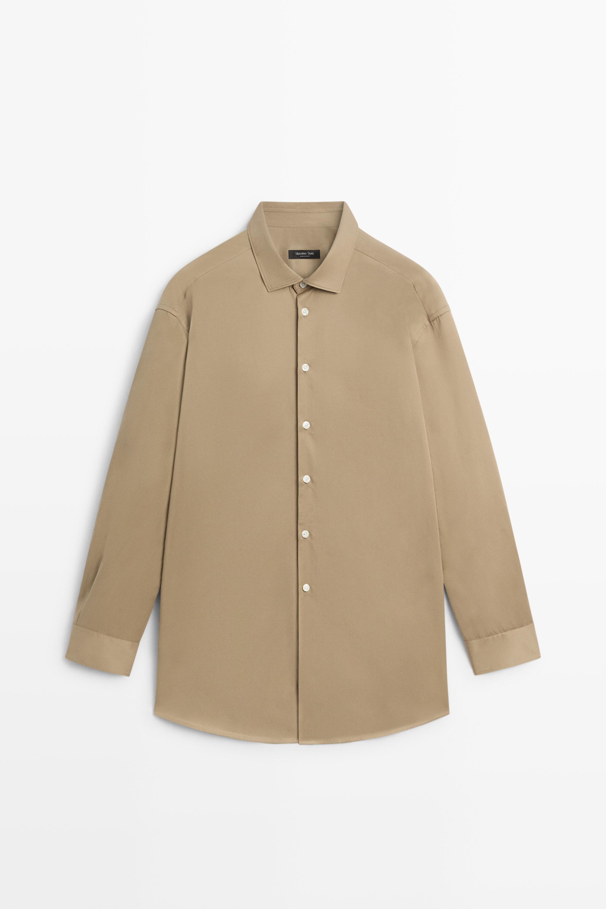100% cotton poplin shirt Greenish