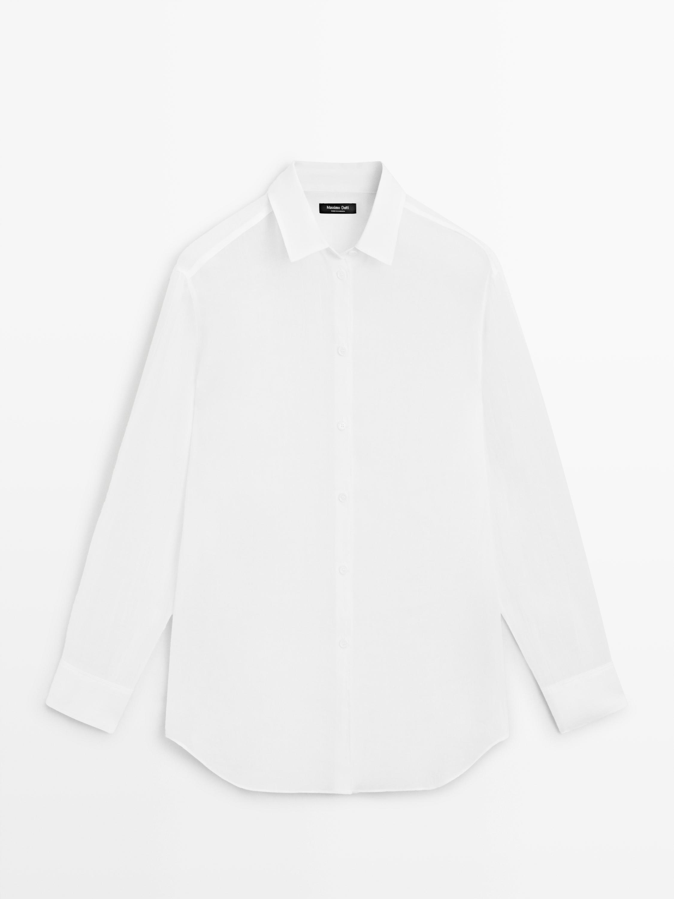 Flowing shirt with shirt collar White