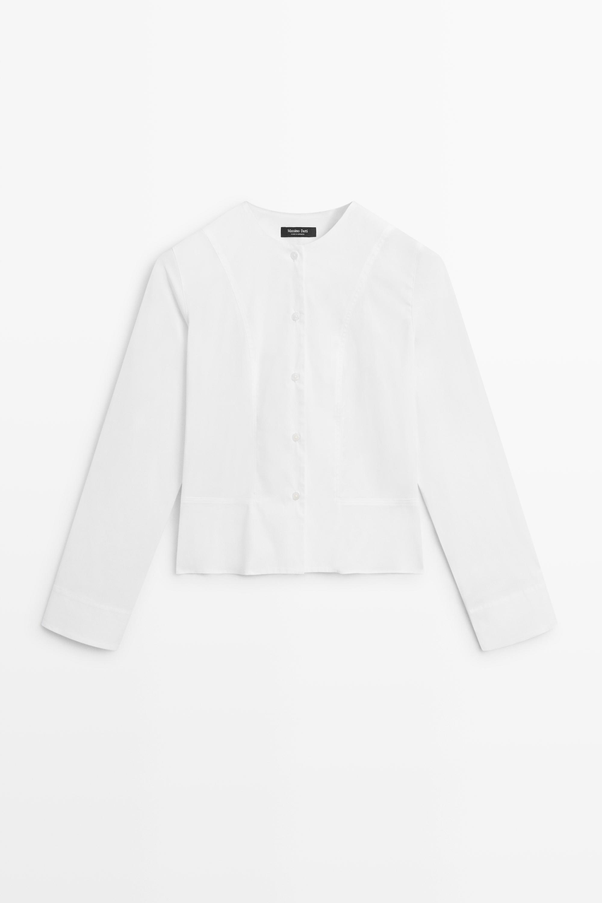 Poplin shirt with collar detail White