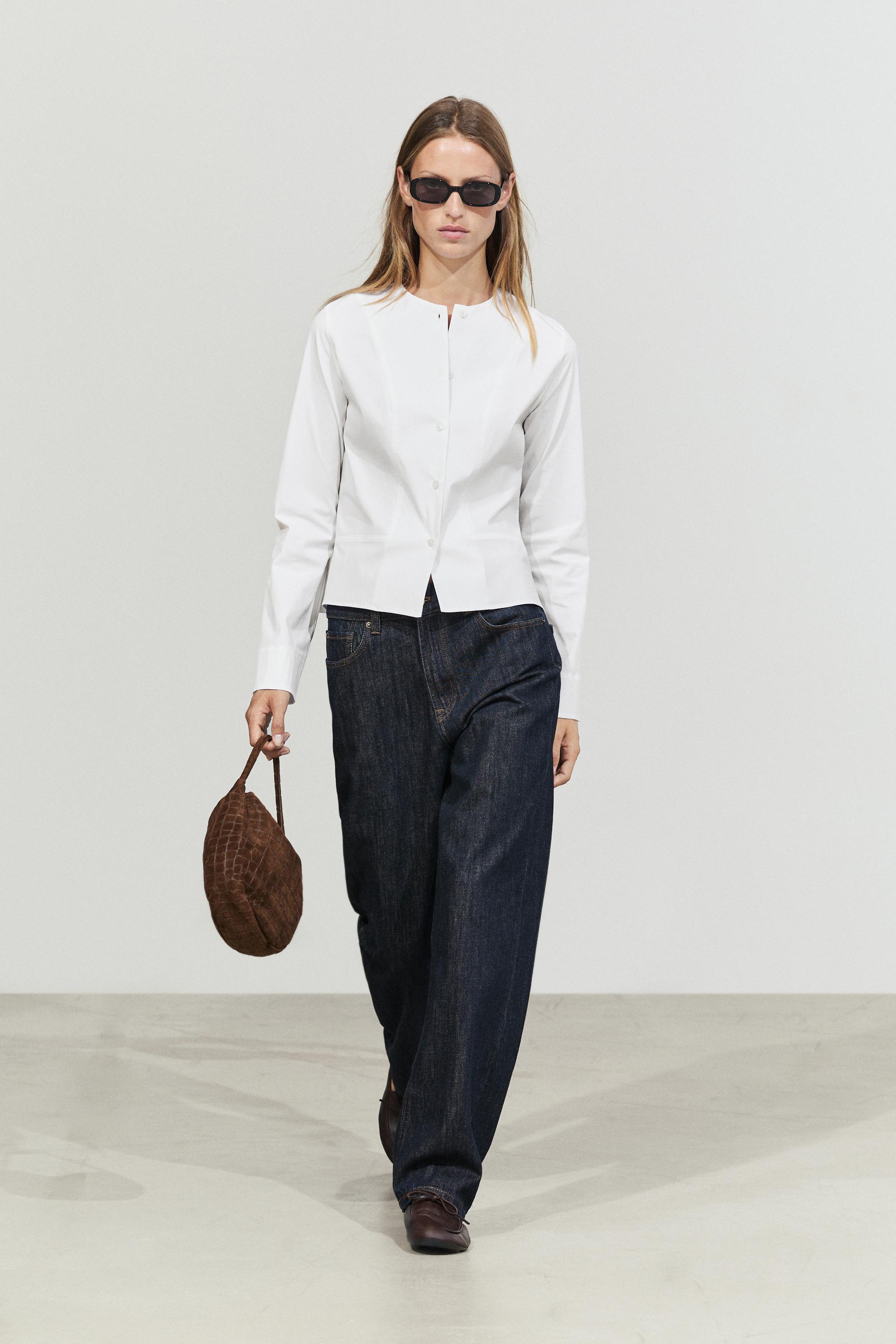 Poplin shirt with collar detail White