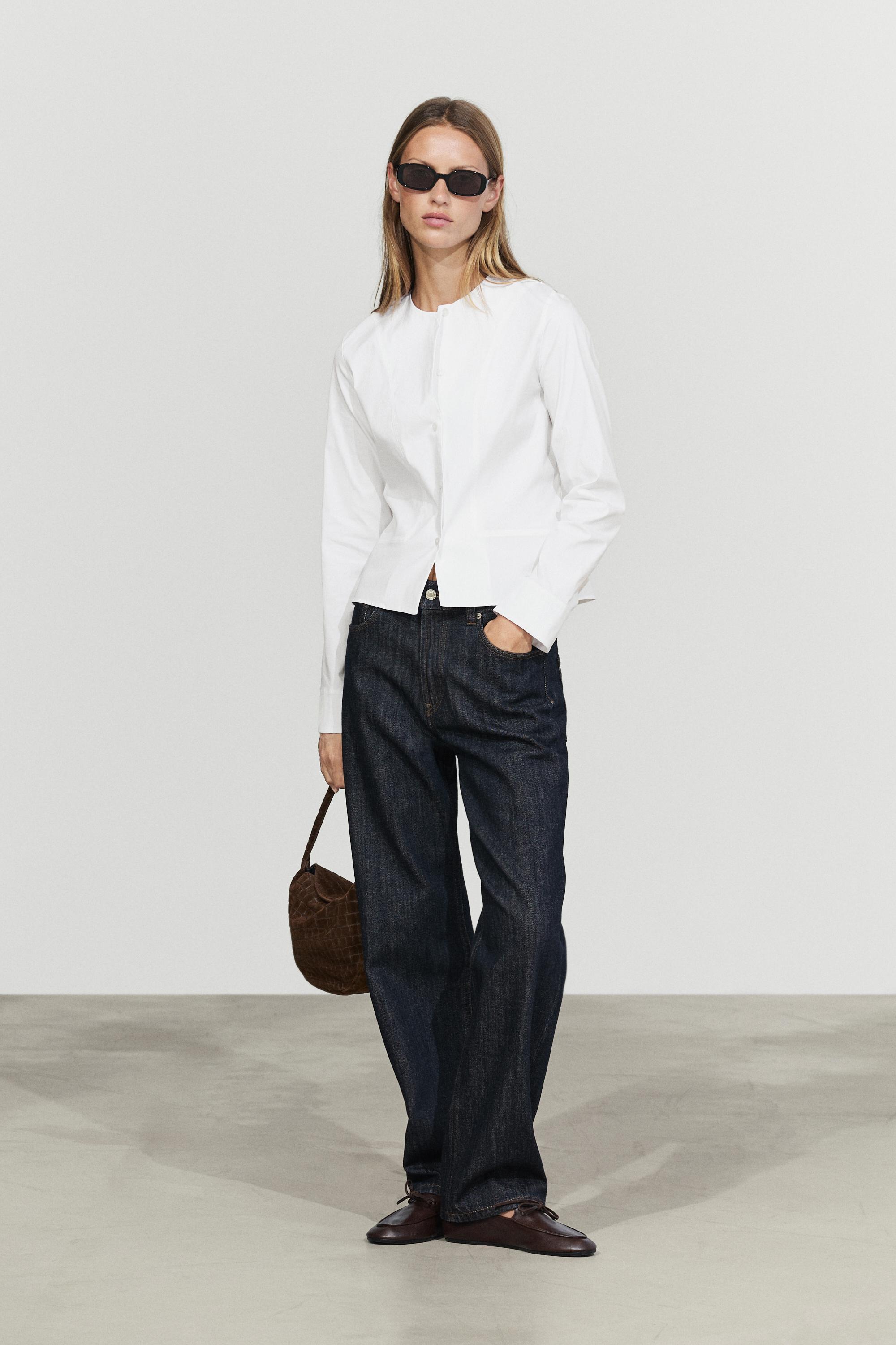 Poplin shirt with collar detail White