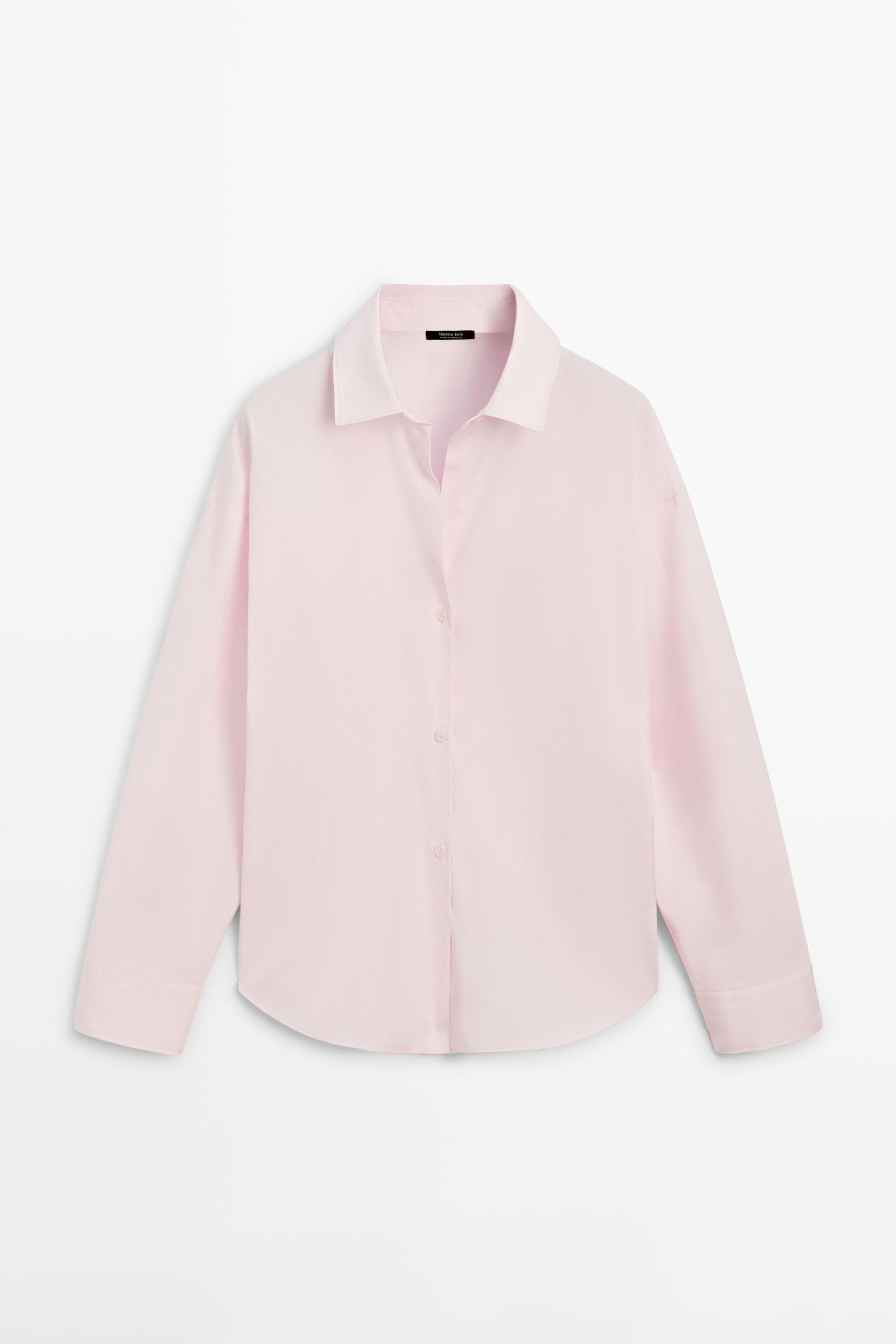 Cotton poplin shirt with dart detail Pink