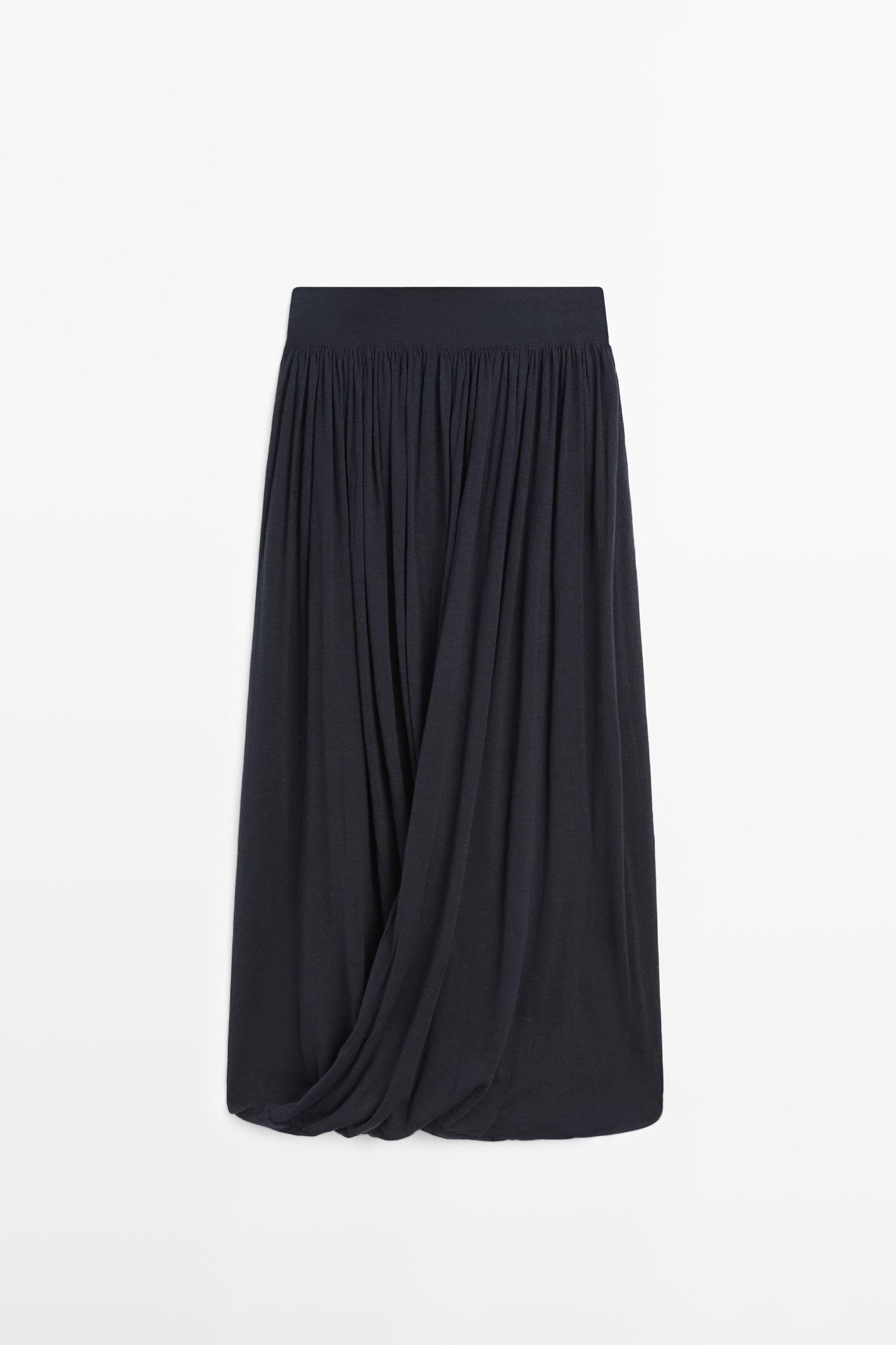 Draped balloon midi skirt Navy Blue
