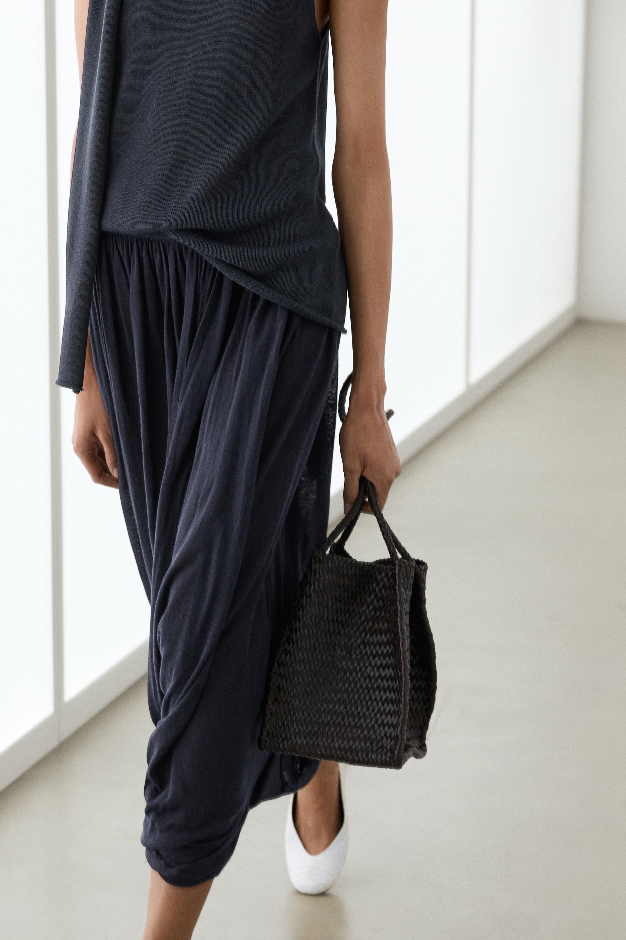 Draped balloon midi skirt Navy Blue