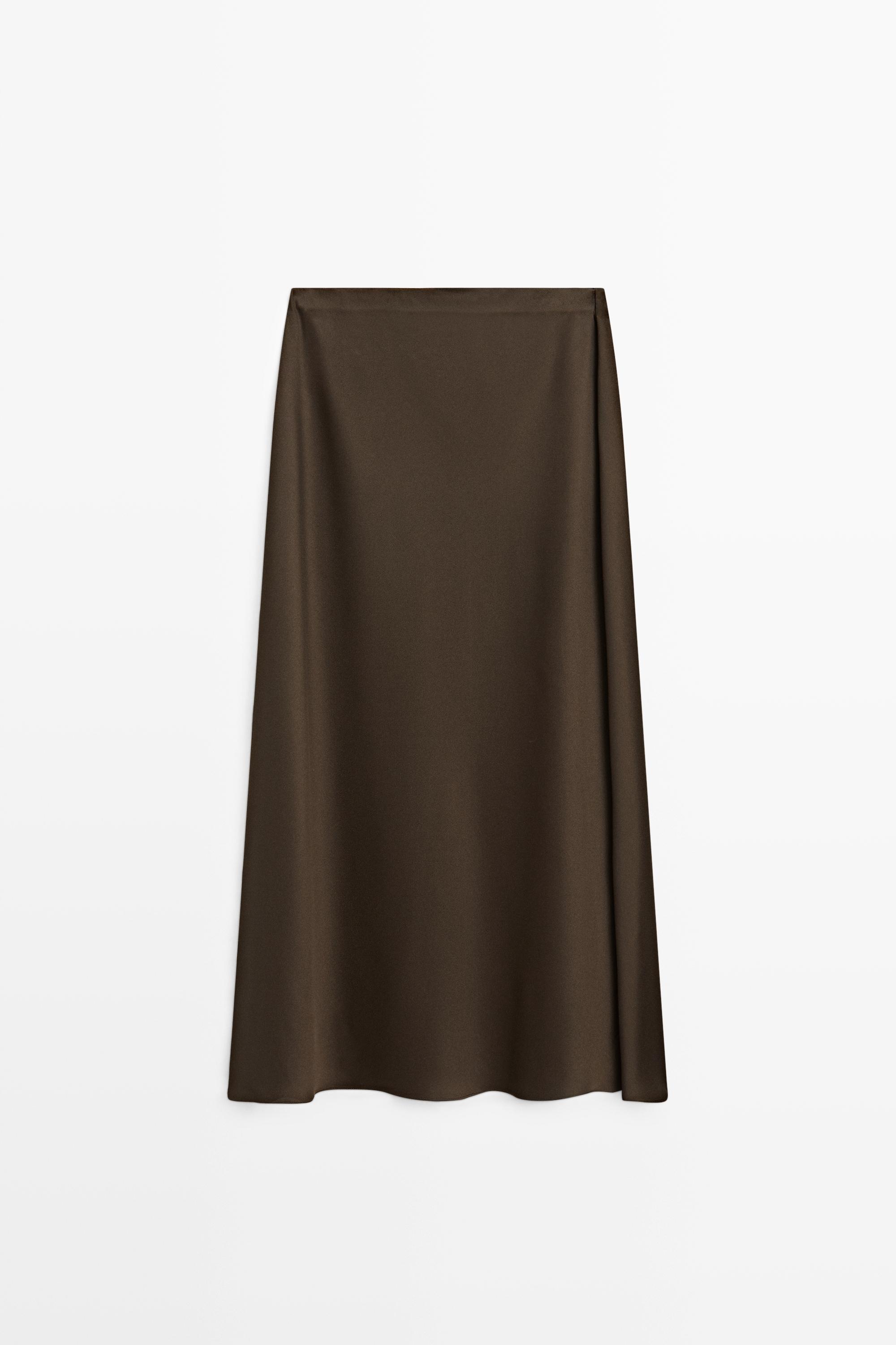 Flowing satin skirt Brown