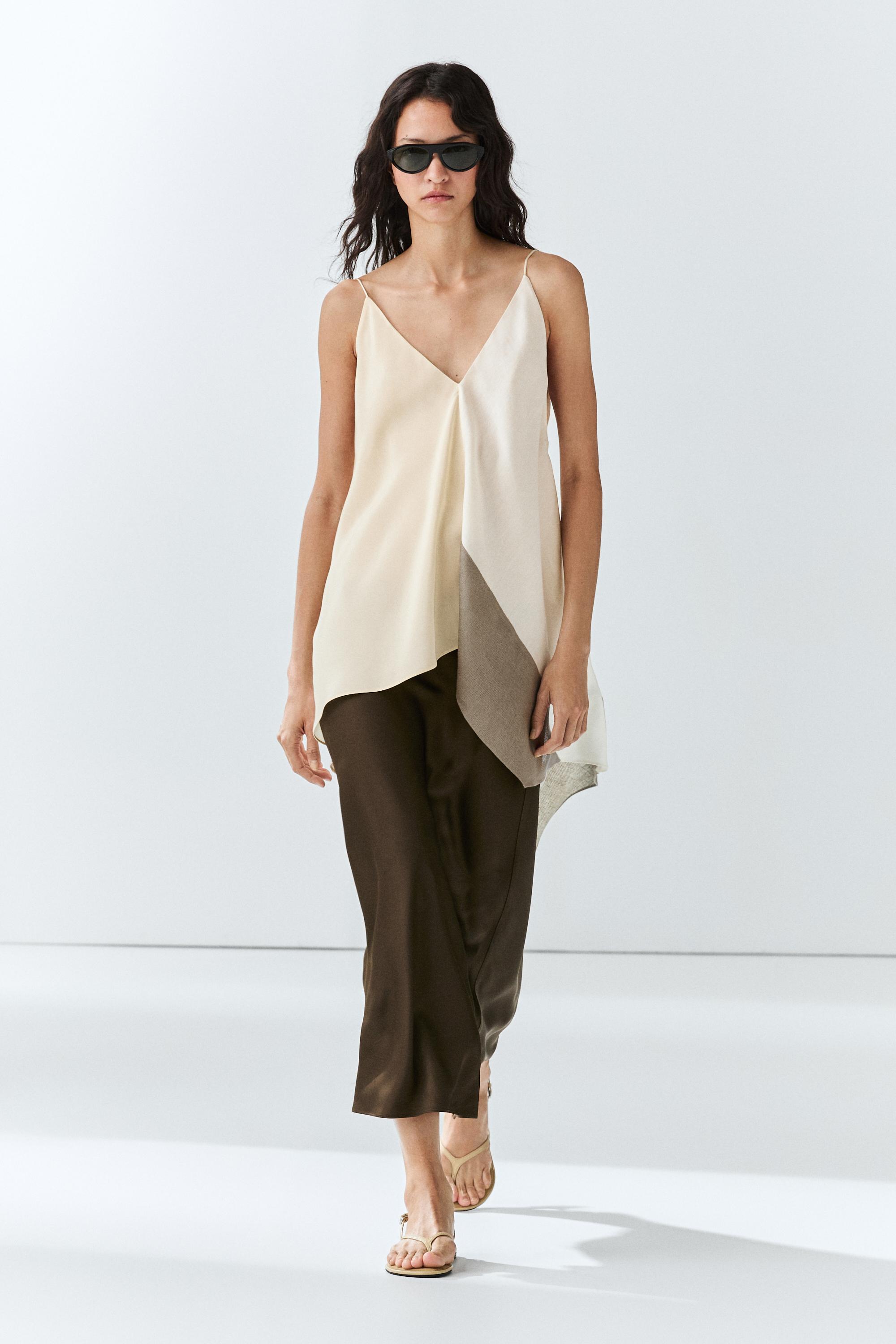 Flowing satin skirt Brown