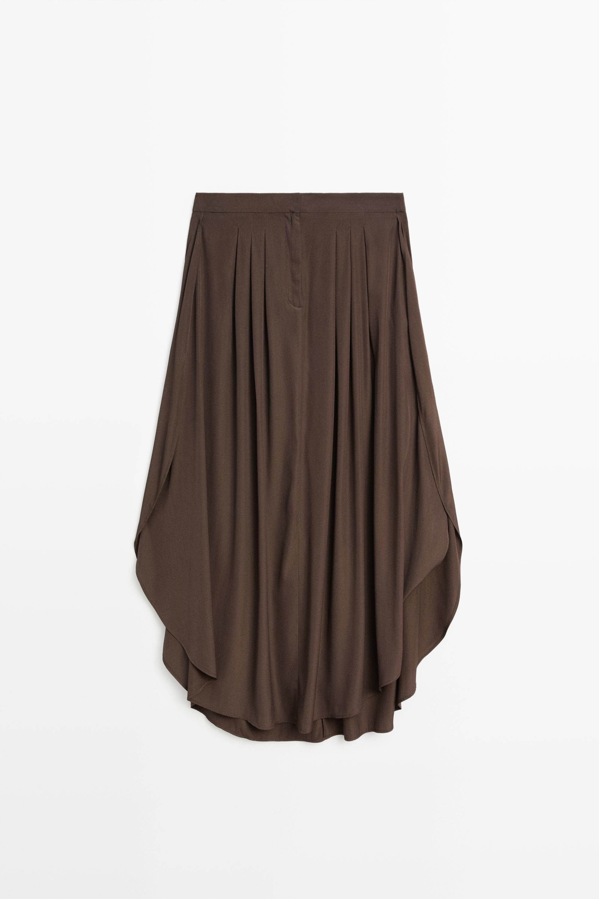 Flowing pleated midi skirt Brown