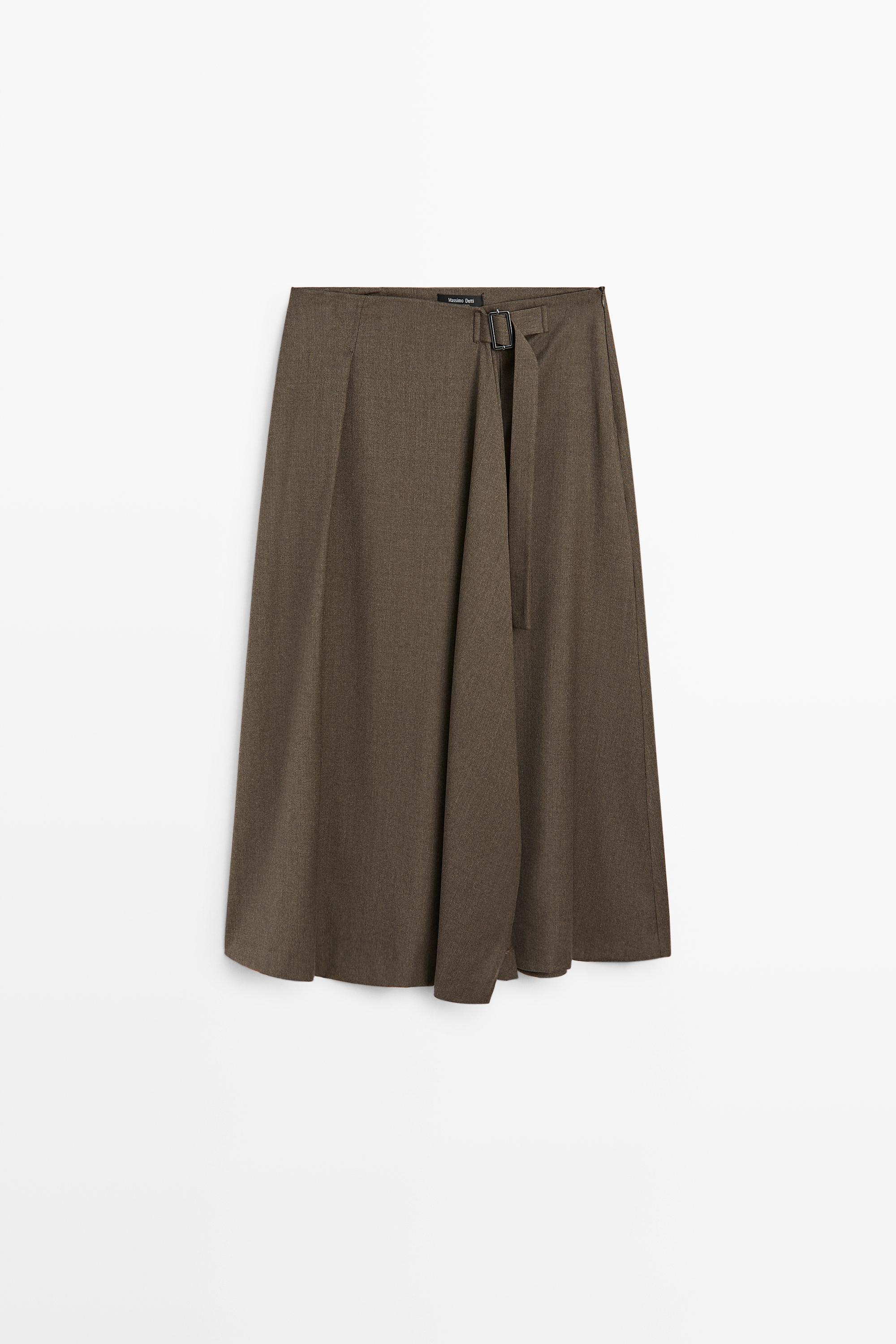 Buckle detail midi skirt Mole Brown