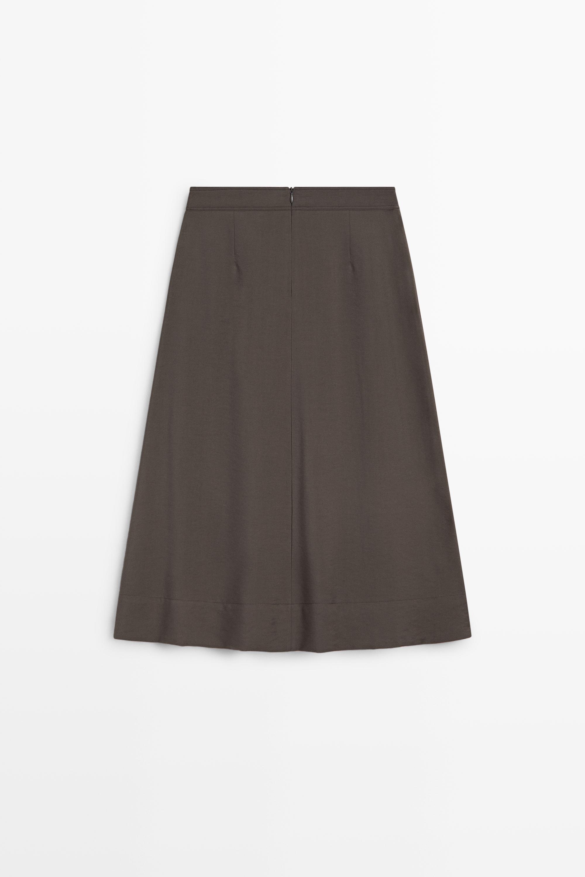 Flowing midi skirt with pleated detail Brown