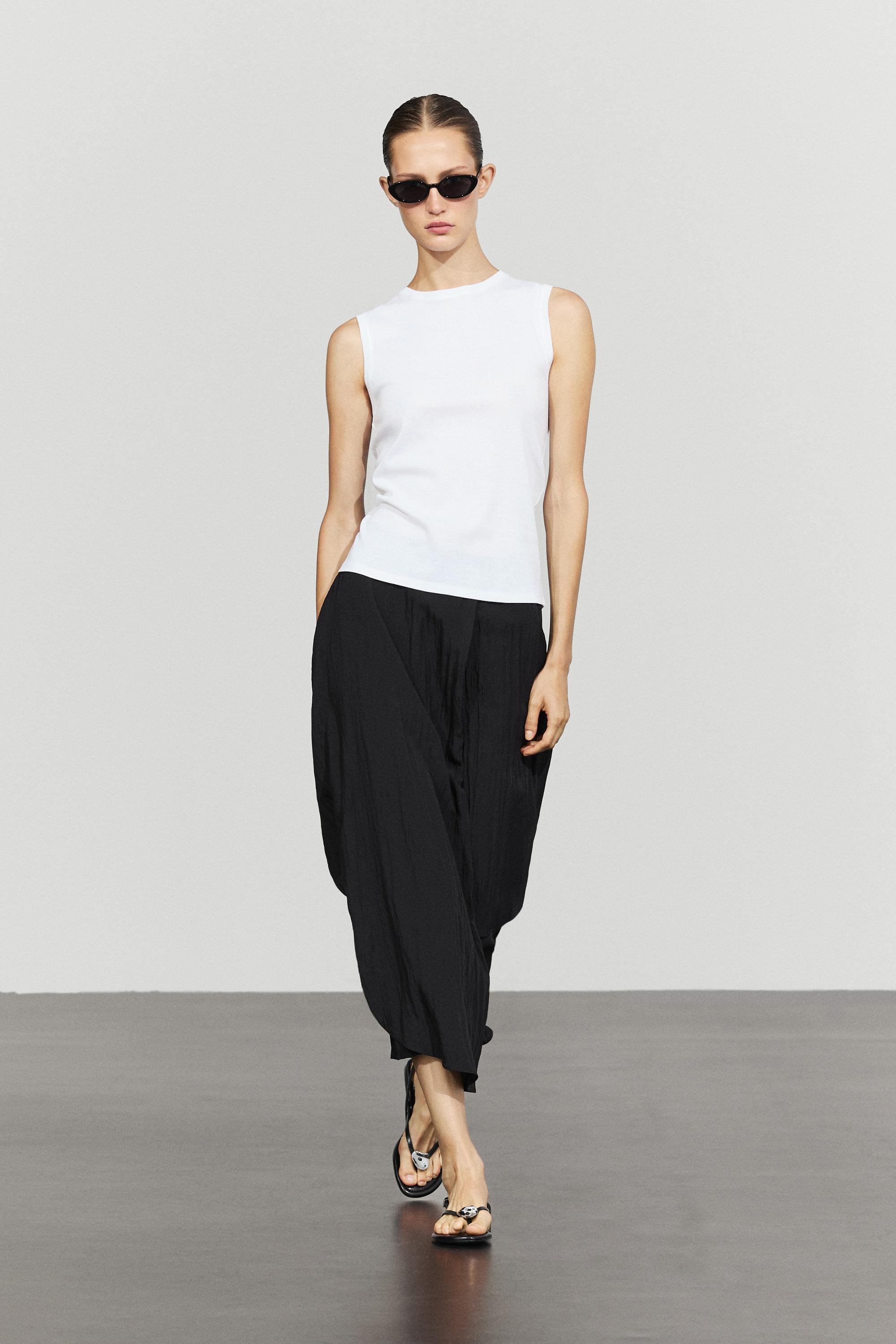 Flowing asymmetrical panel midi skirt Black