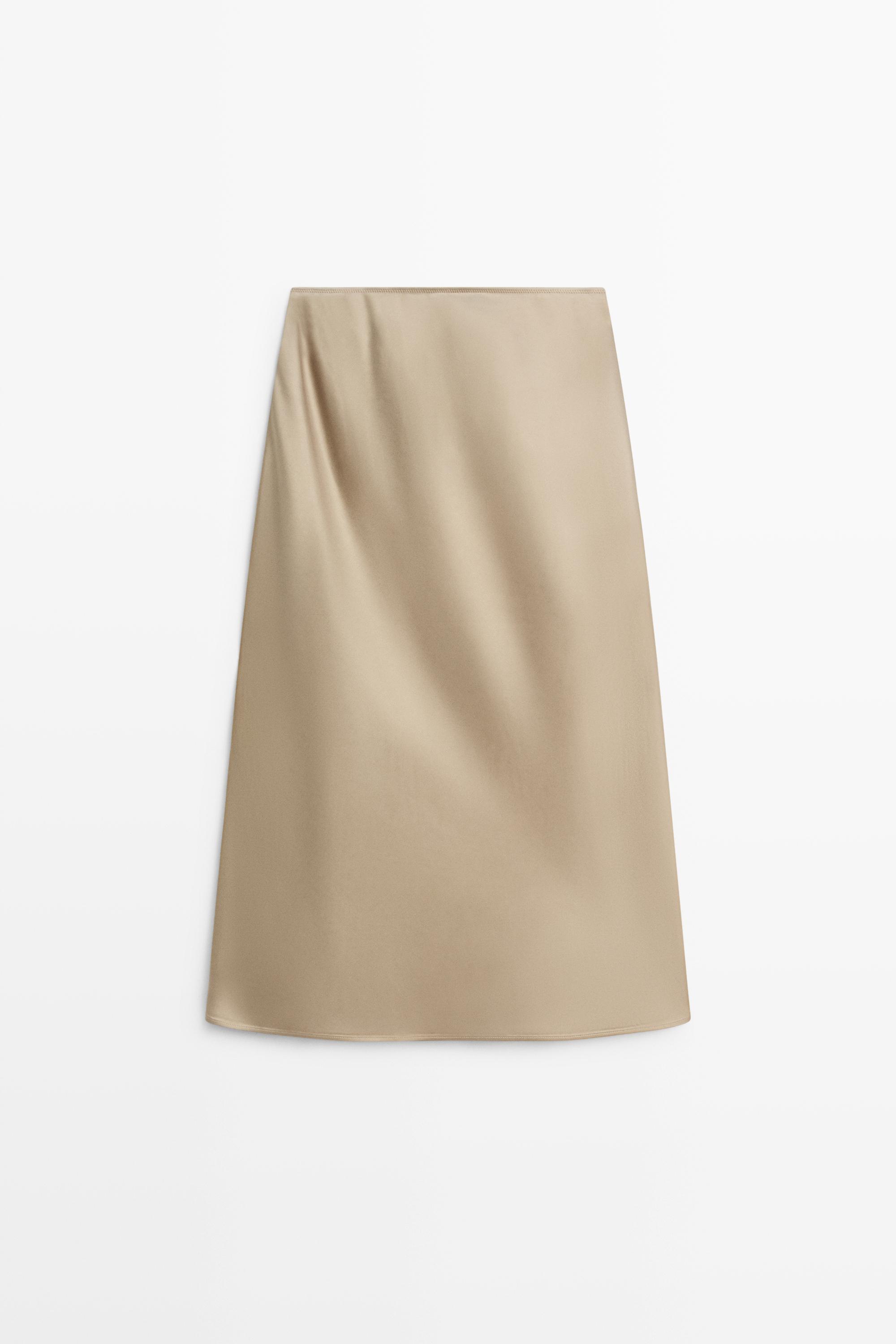Satin midi skirt Champagne