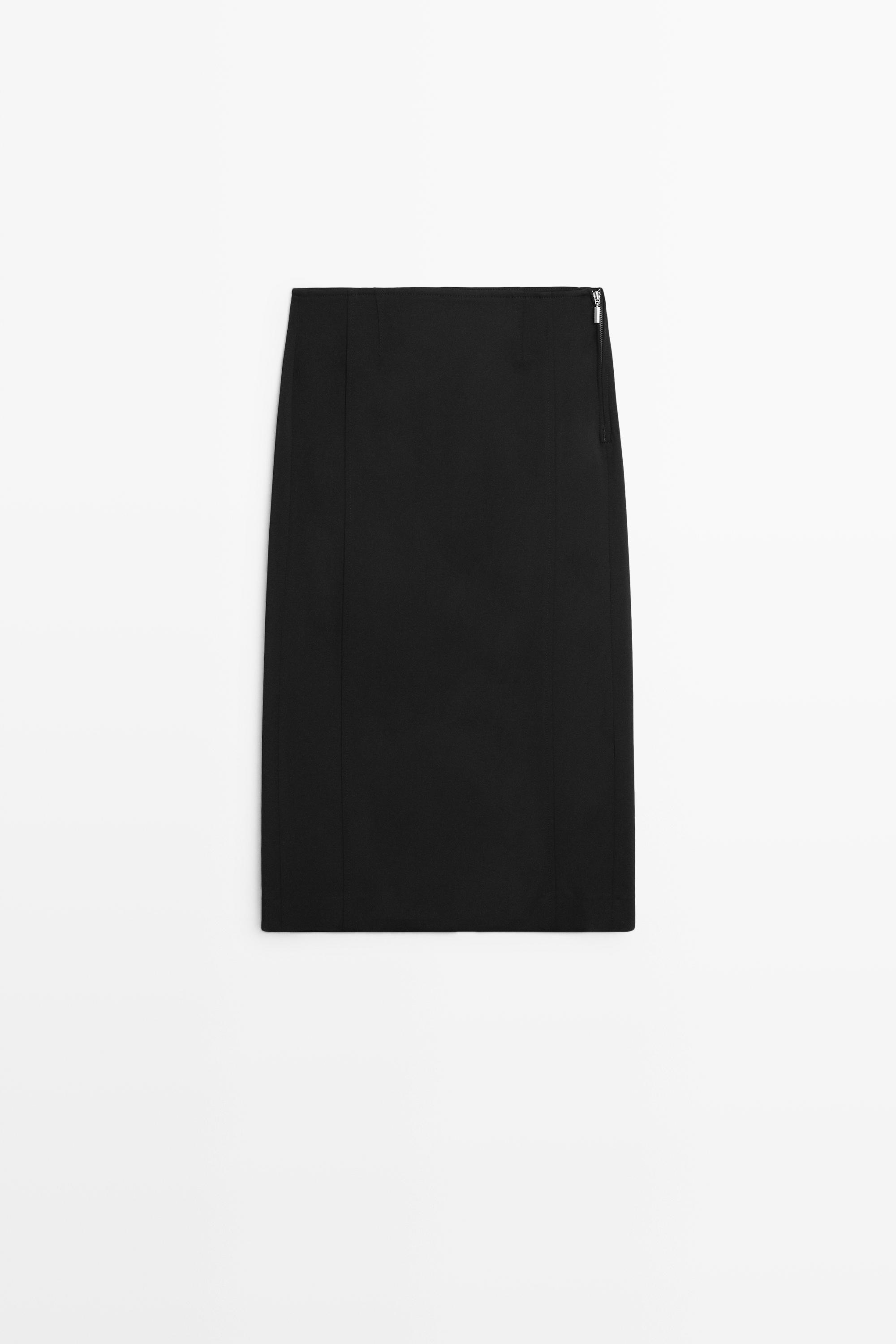 Straight midi skirt Black