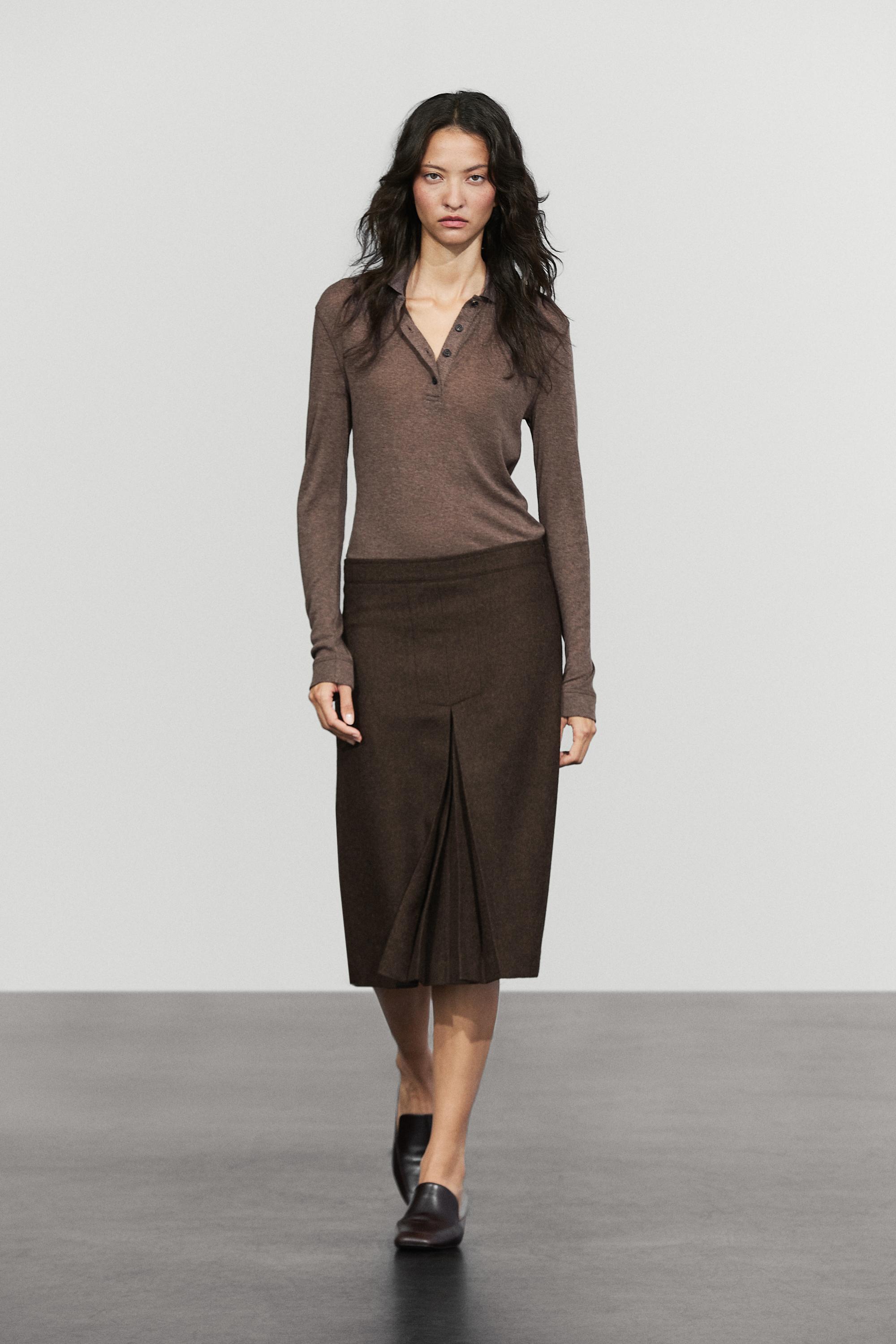 Midi skirt with split detail Brown