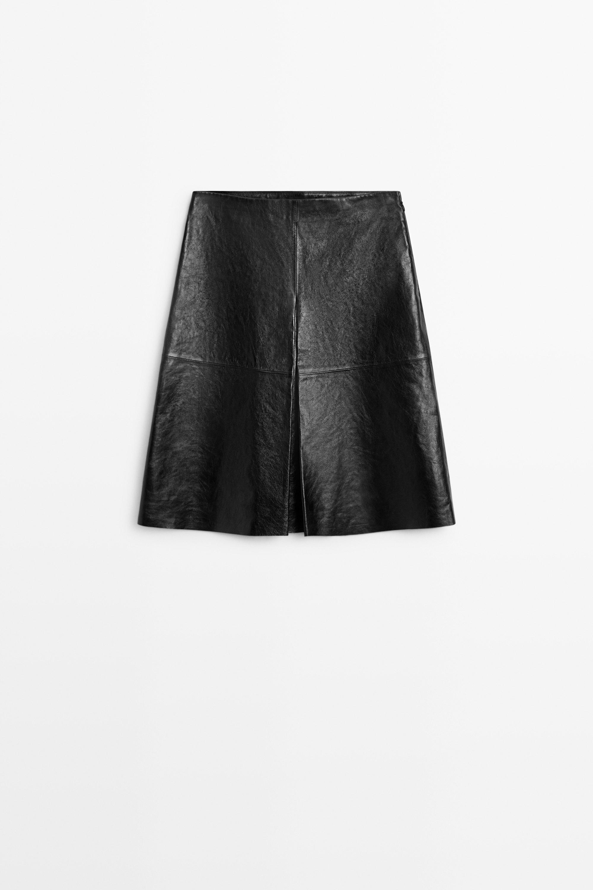 Short nappa leather skirt Black