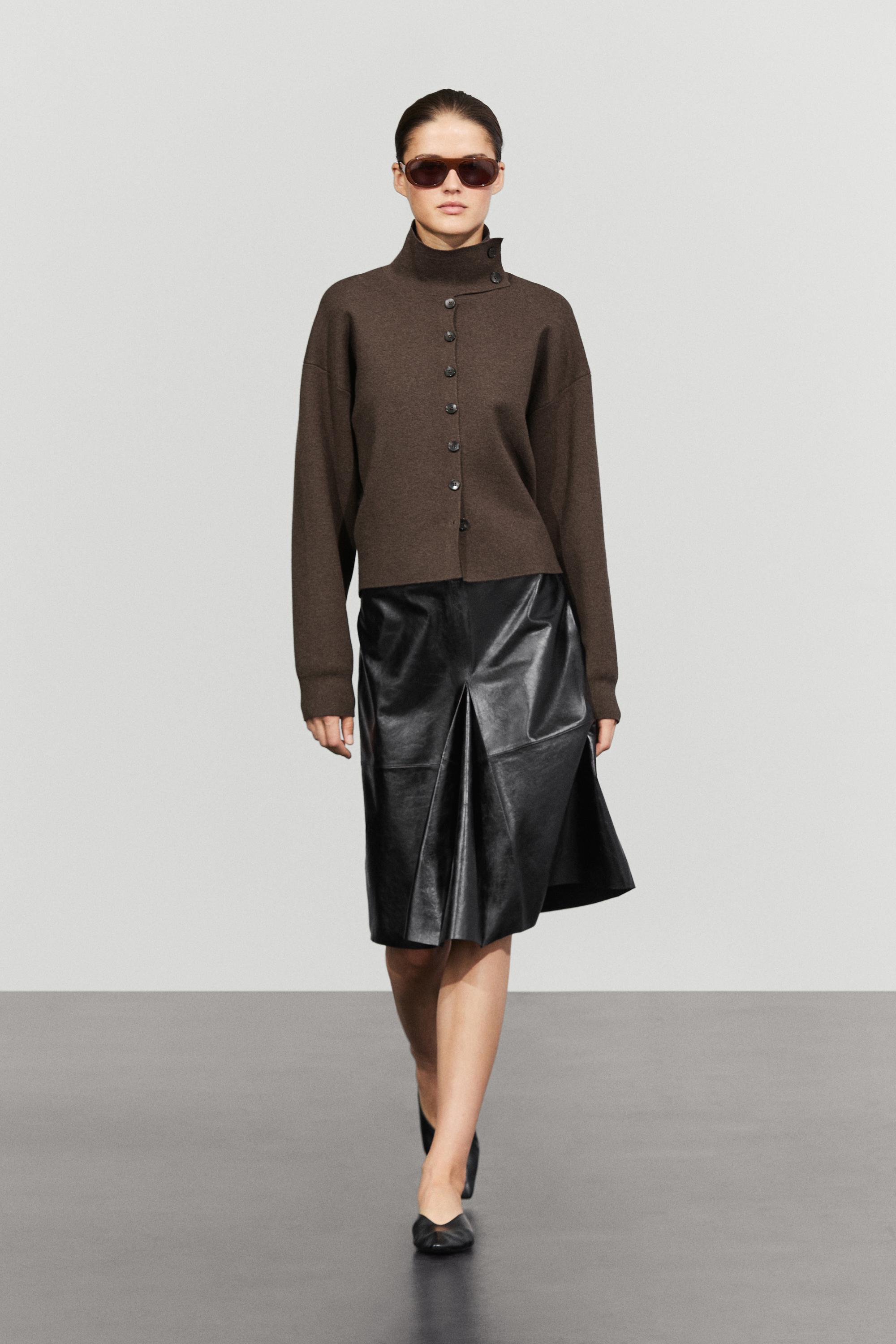 Short nappa leather skirt Black