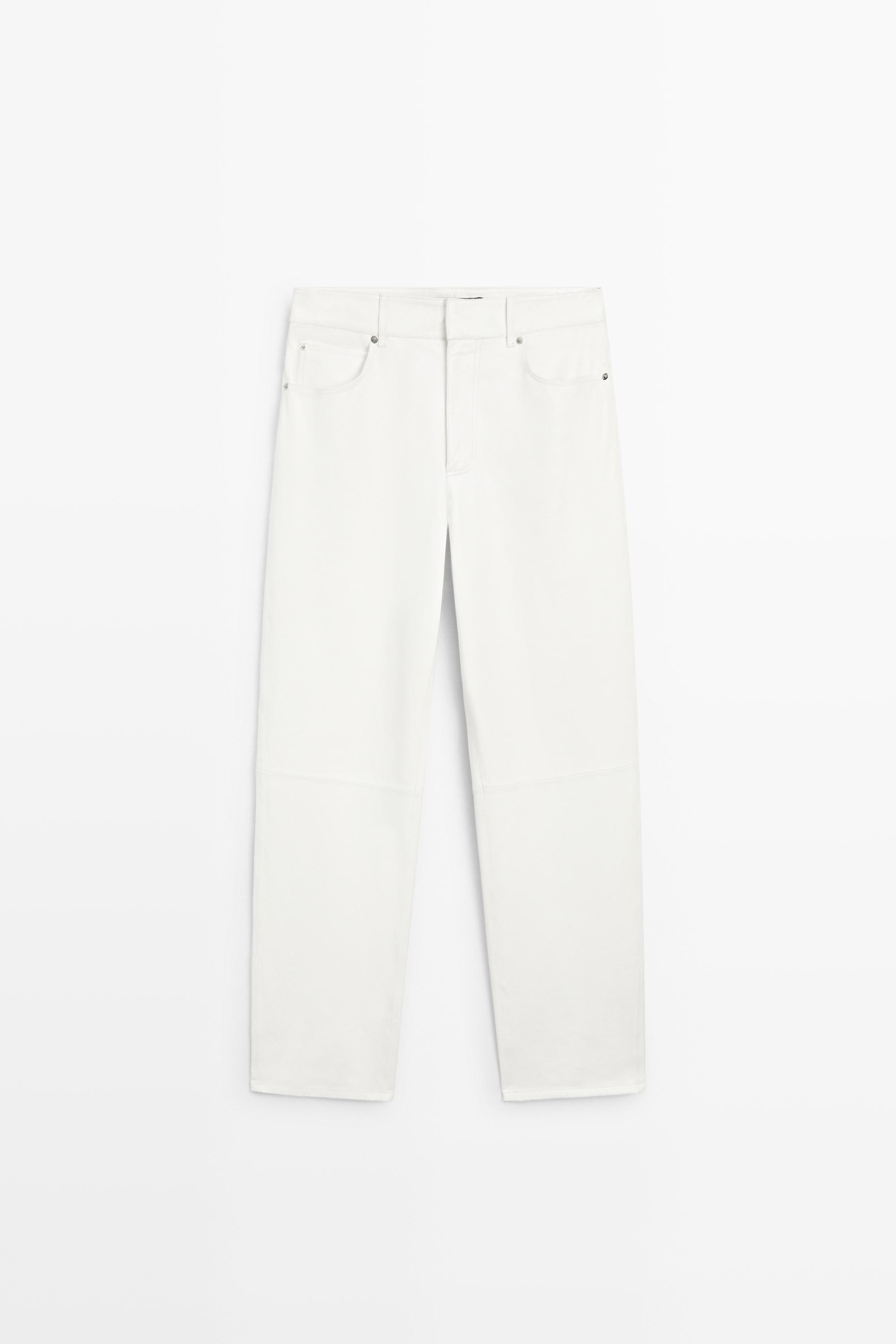 Straight-leg leather pants White