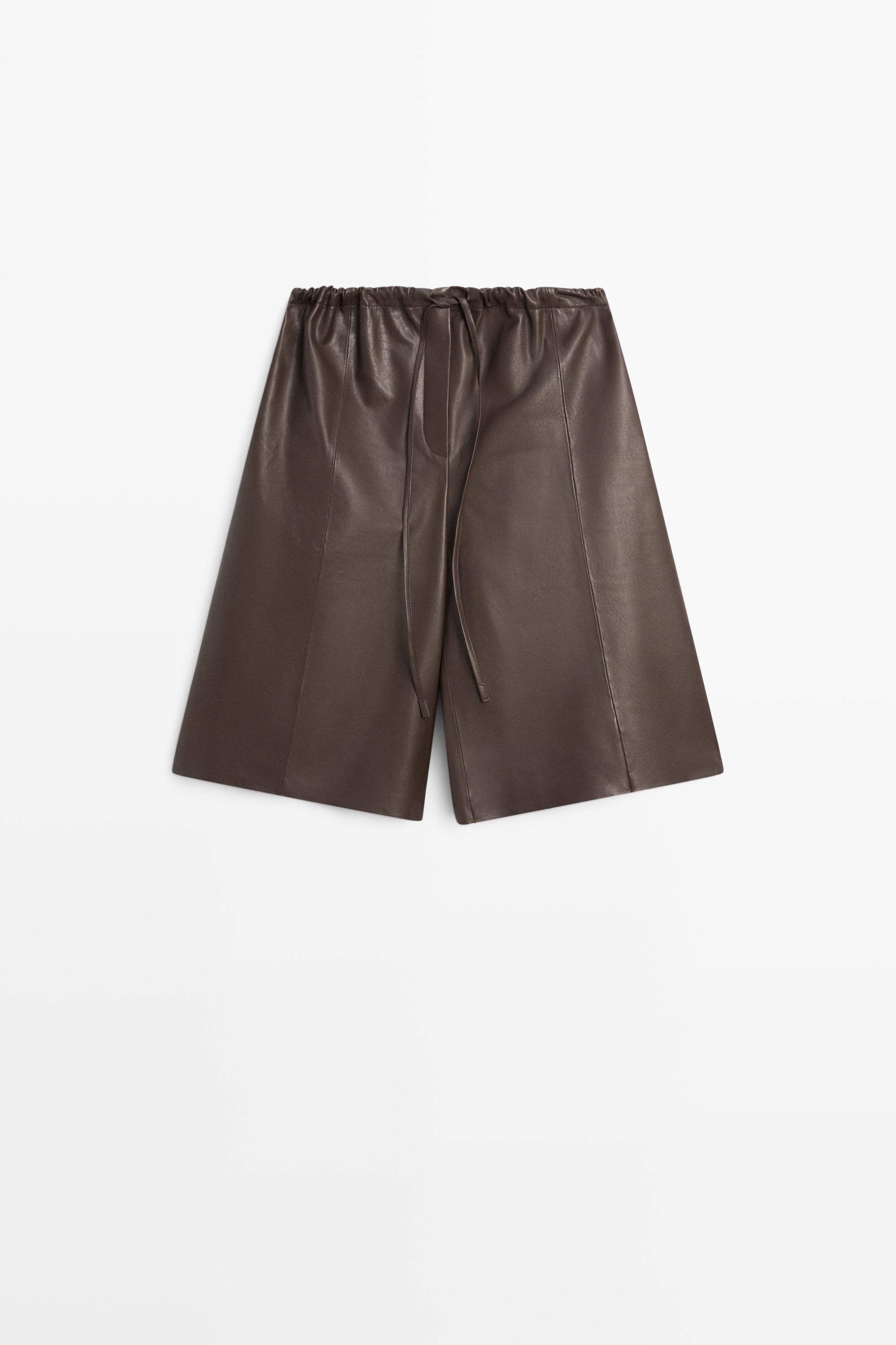 Long nappa leather Bermuda shorts Sky Blue