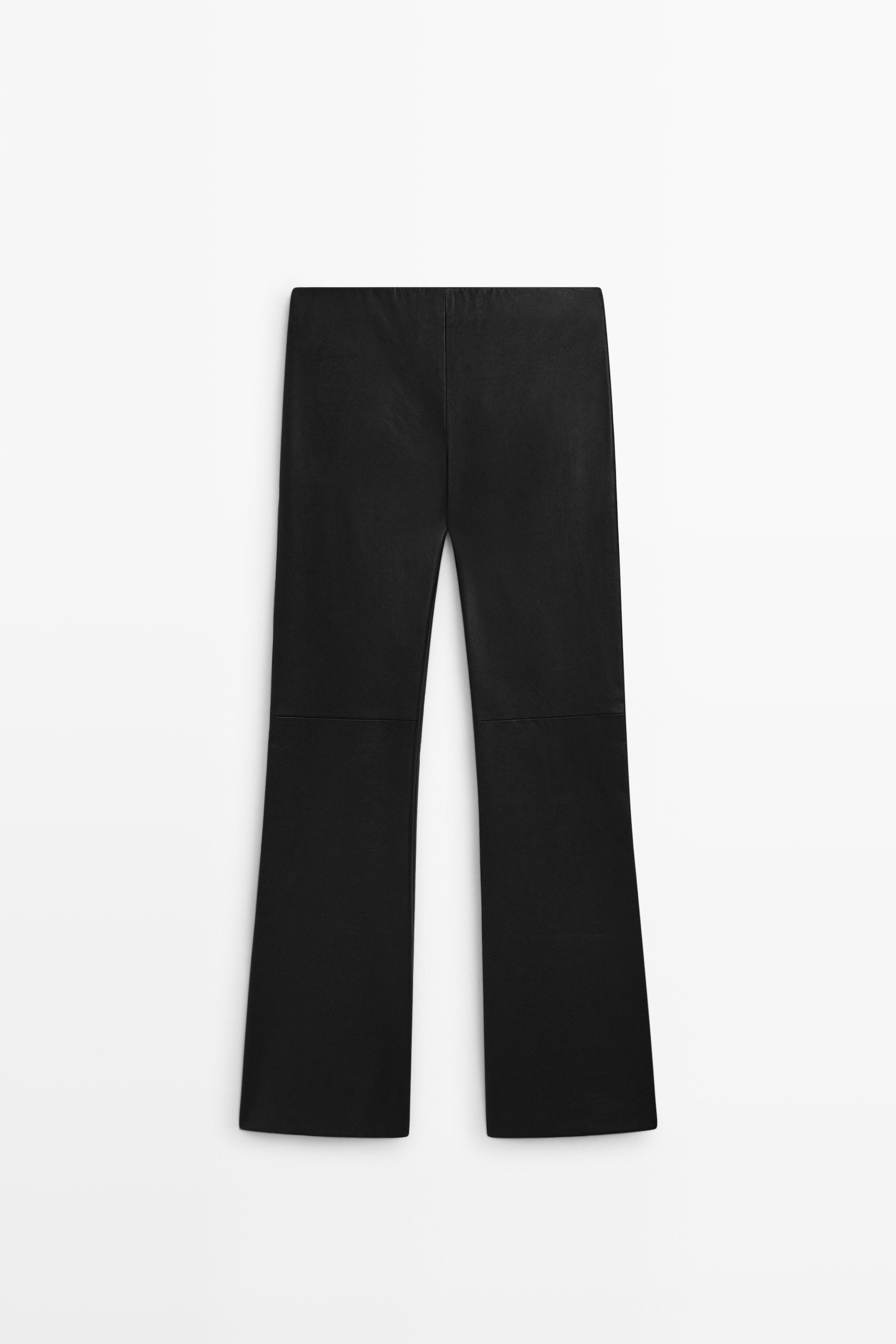 Nappa leather flare fit leggings Black