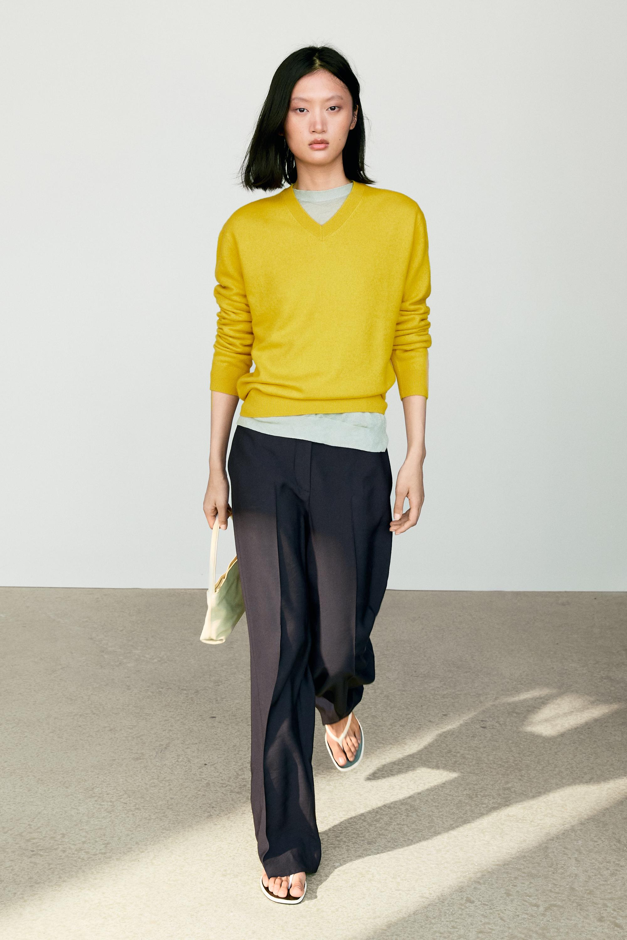 100% cashmere knit sweater Lime