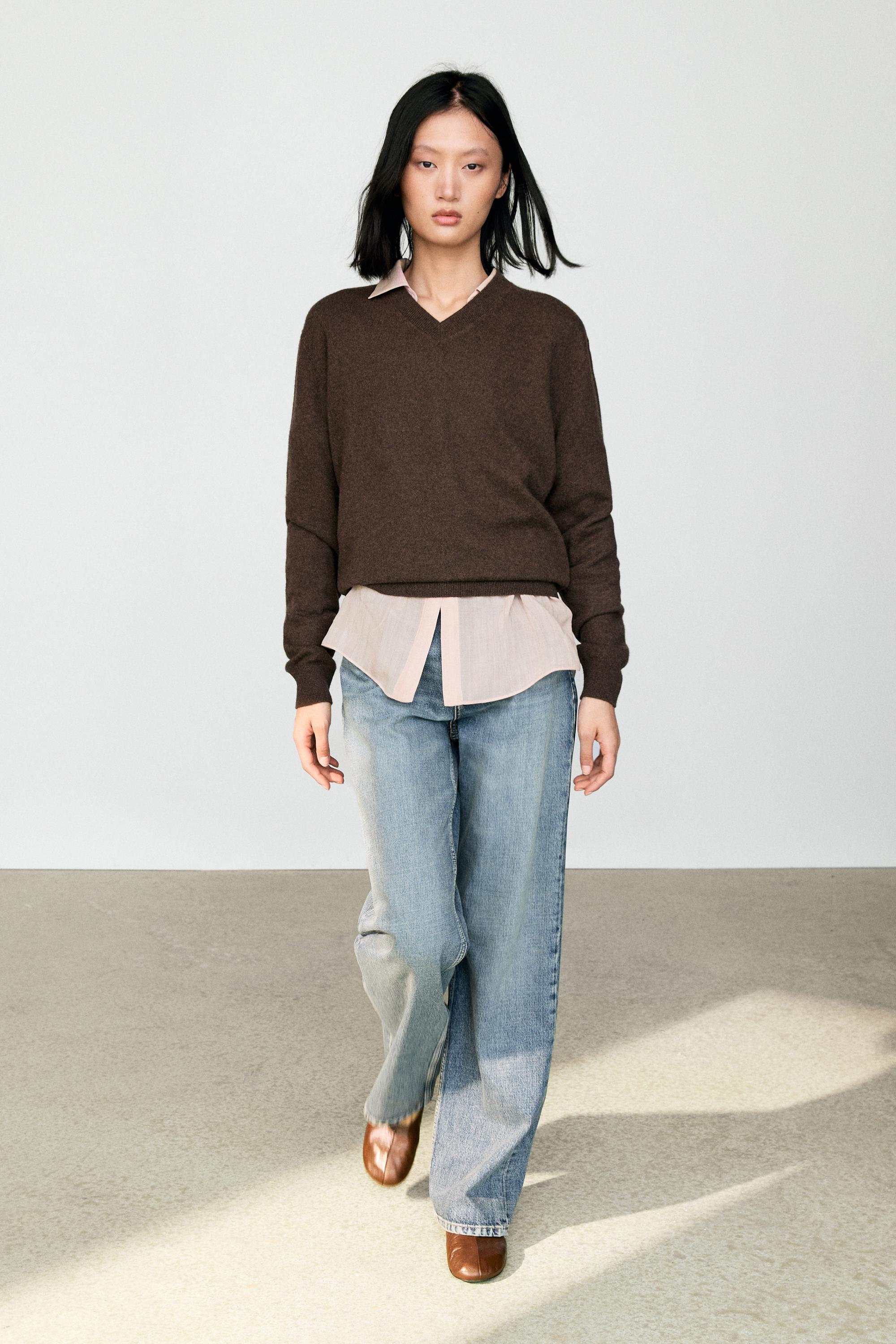 100% cashmere knit sweater Tobacco Brown