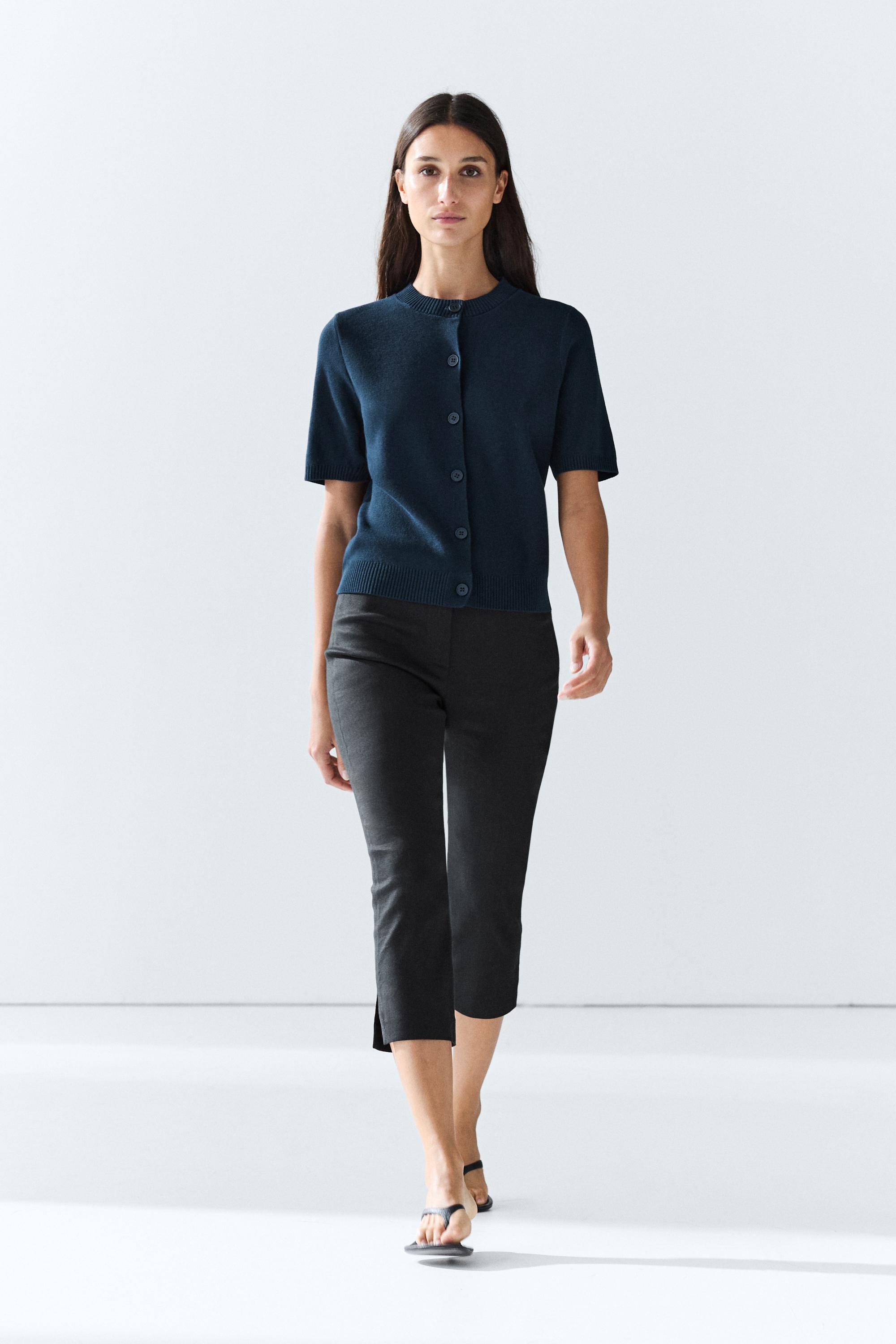 100% Cotton Short Sleeve Cardigan Navy Blue
