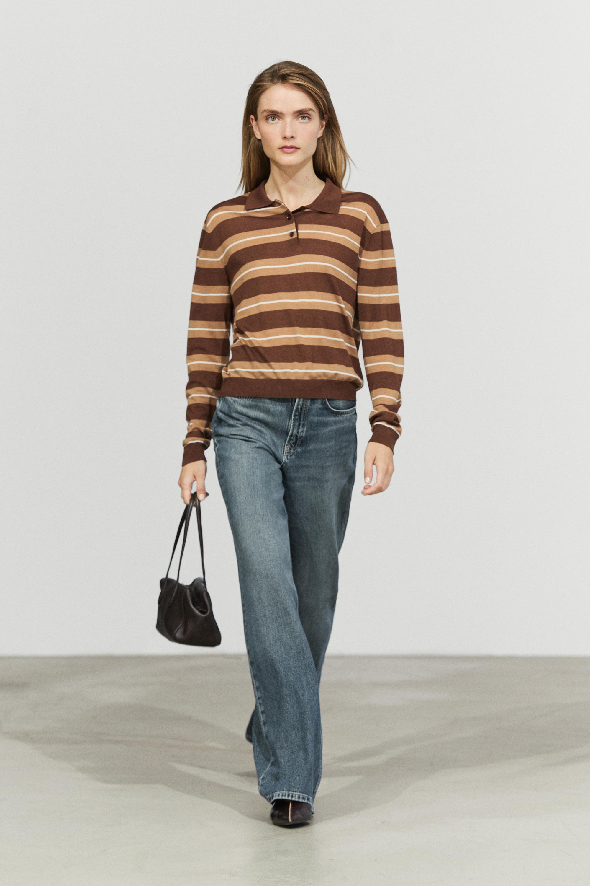 Striped polo sweater Toffee
