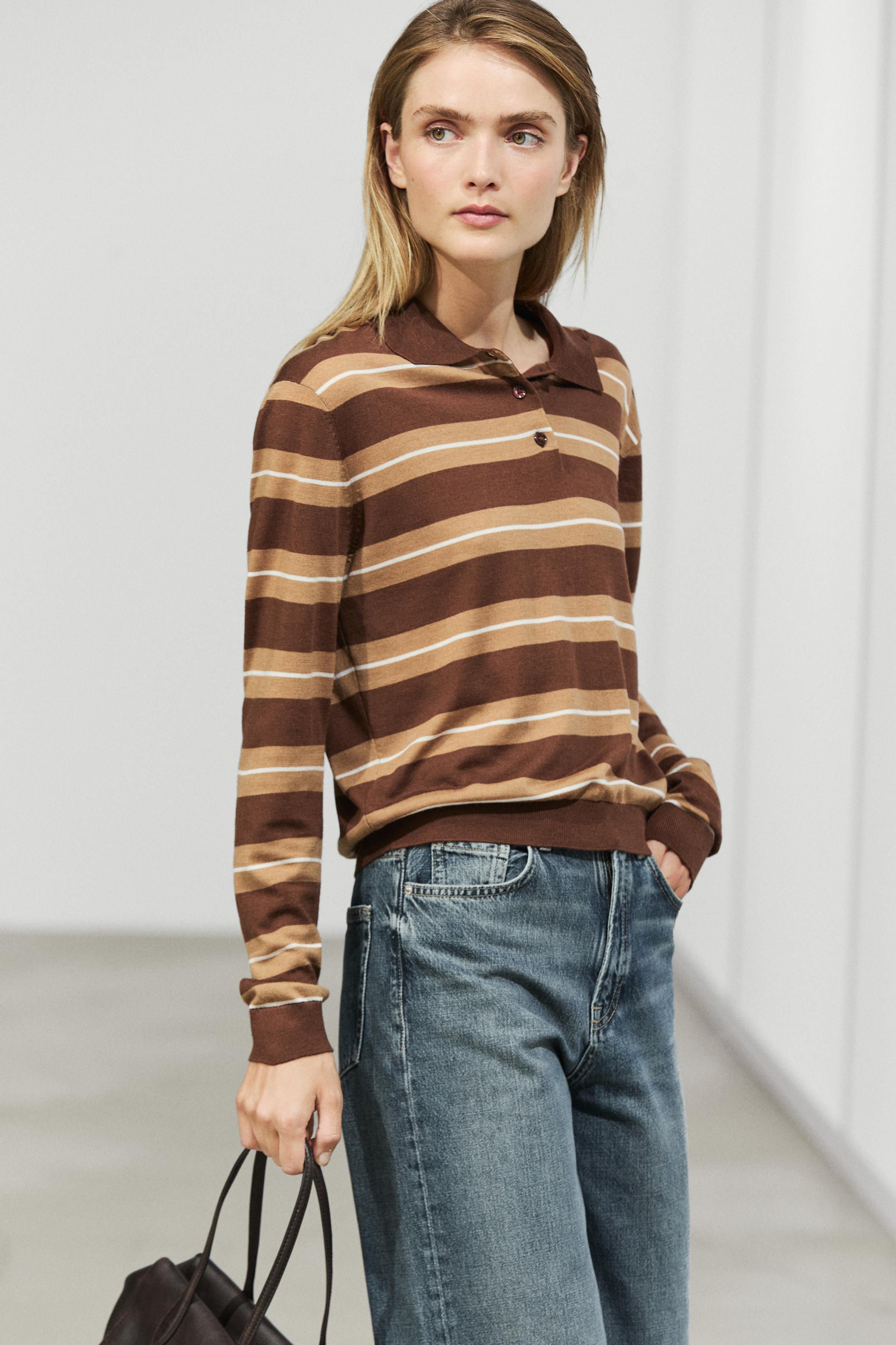 Striped polo sweater Toffee