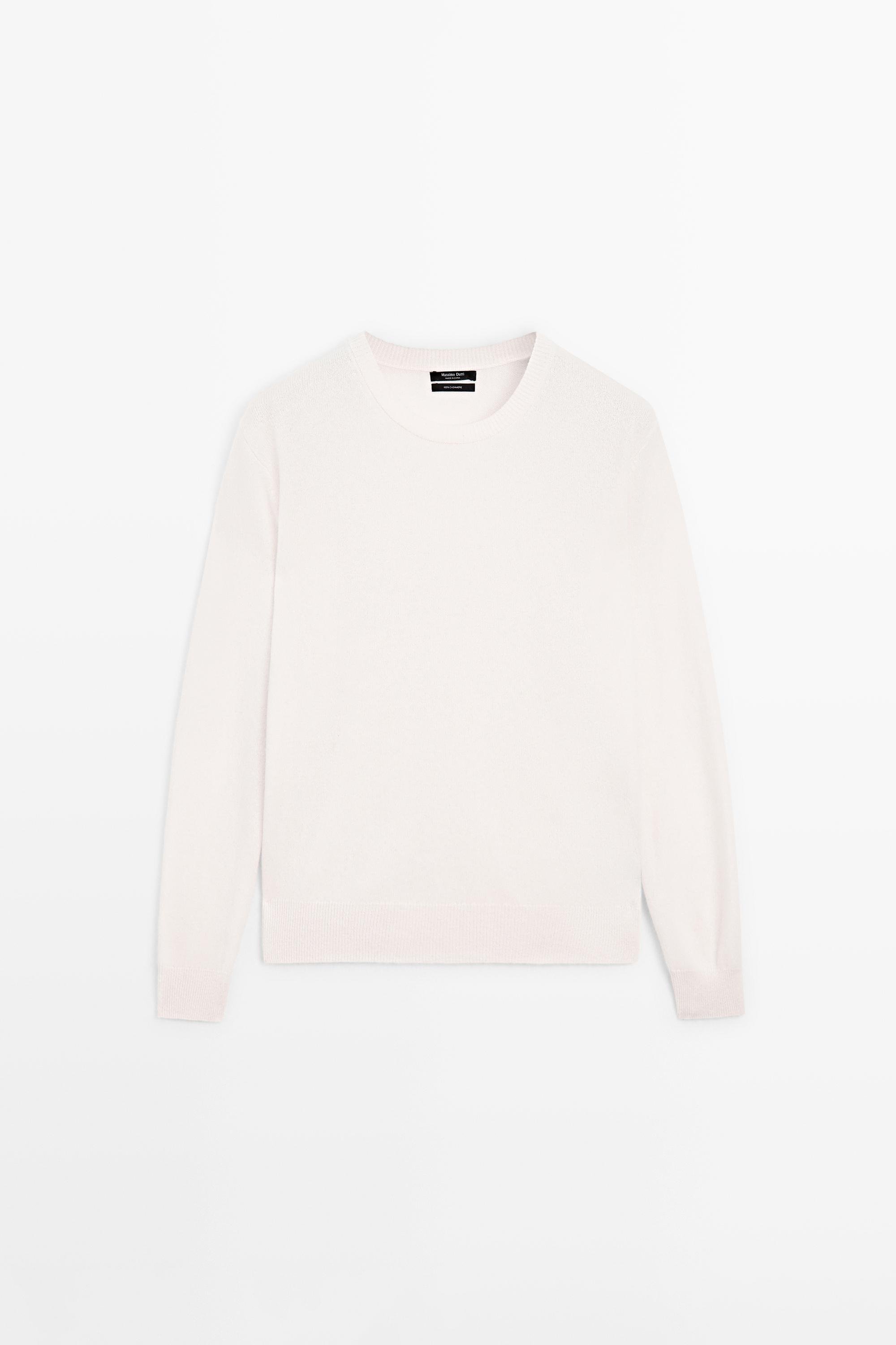100% cashmere long sleeve sweater Cream