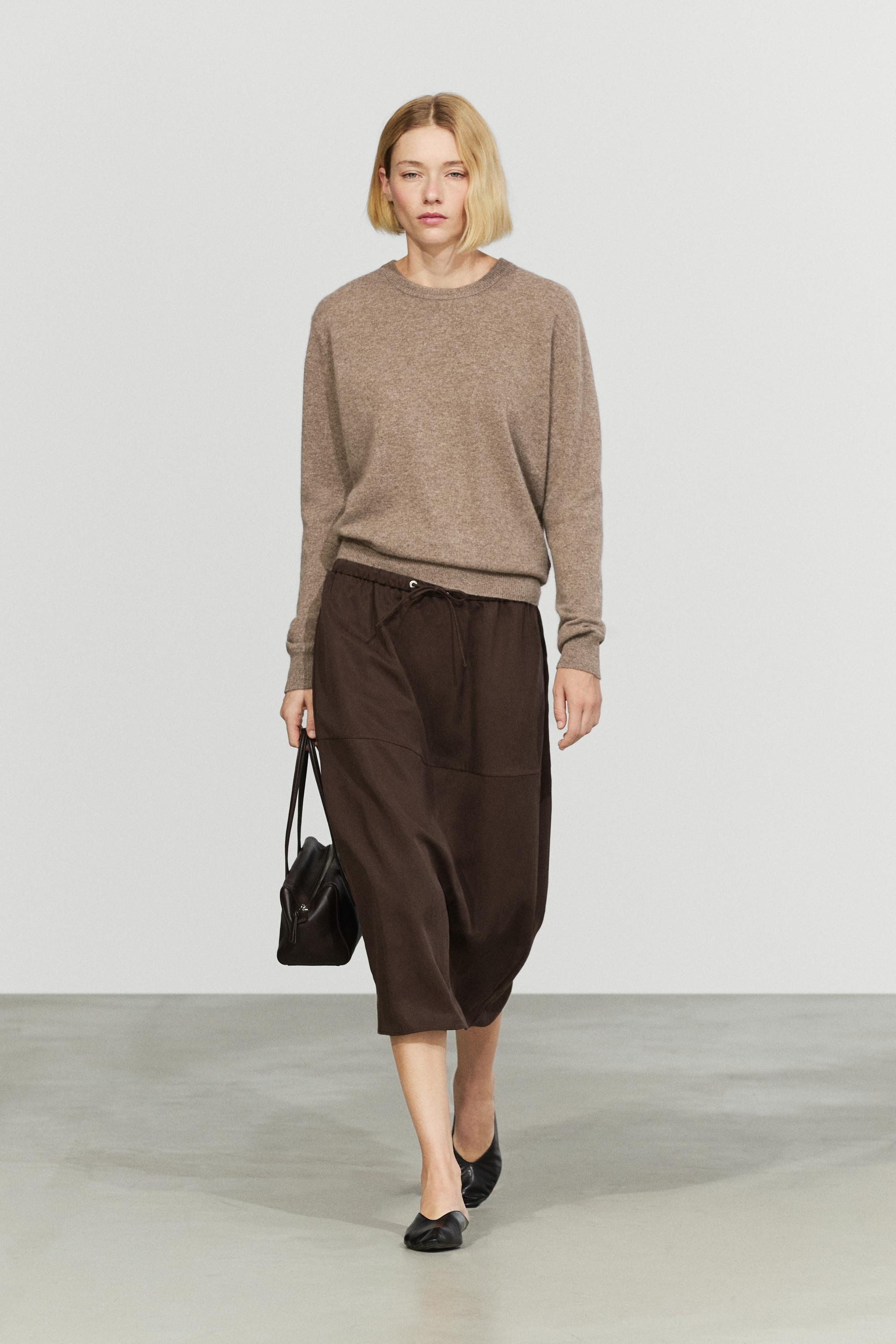 100% cashmere long sleeve sweater Mole Brown