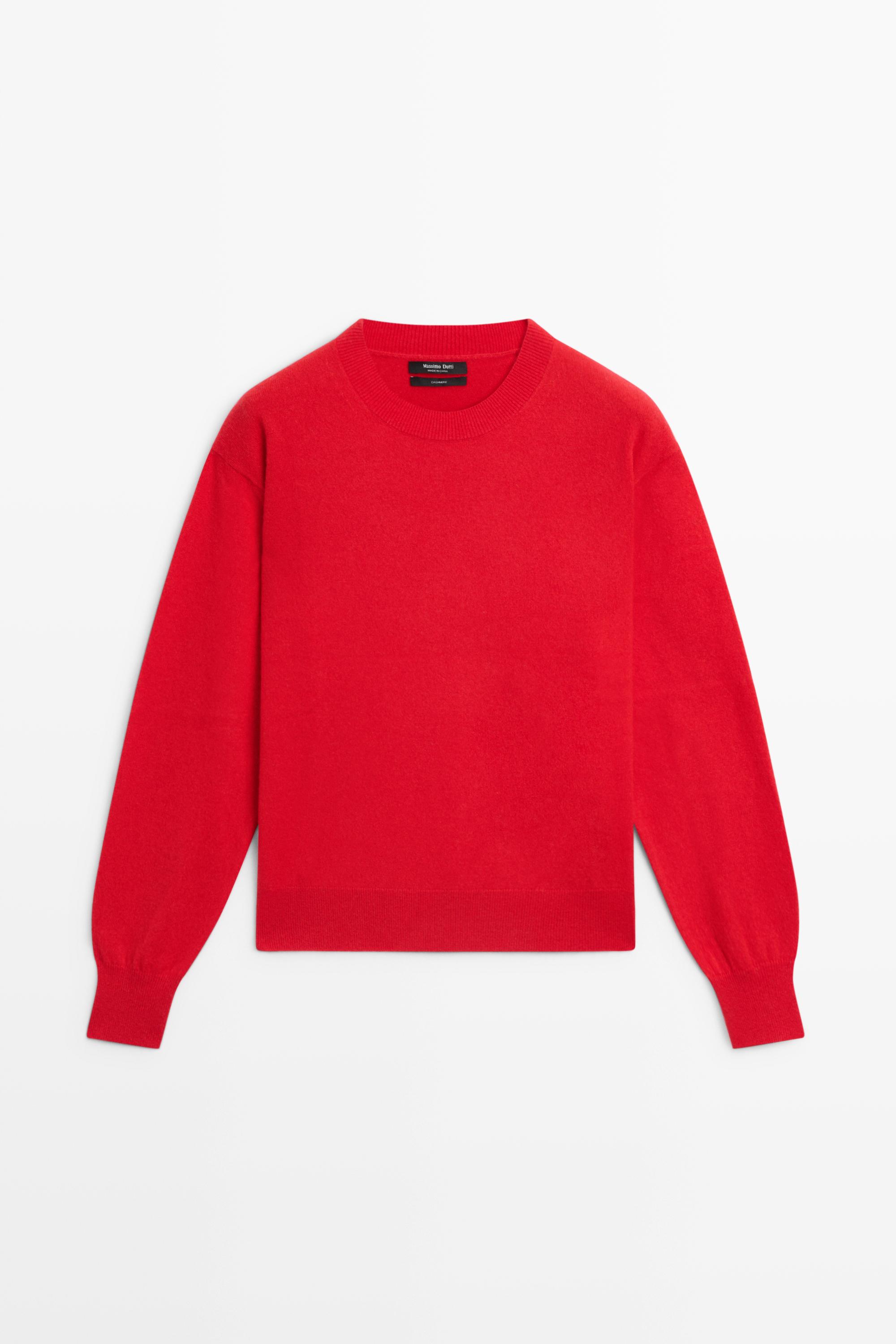100% cashmere long sleeve sweater Red