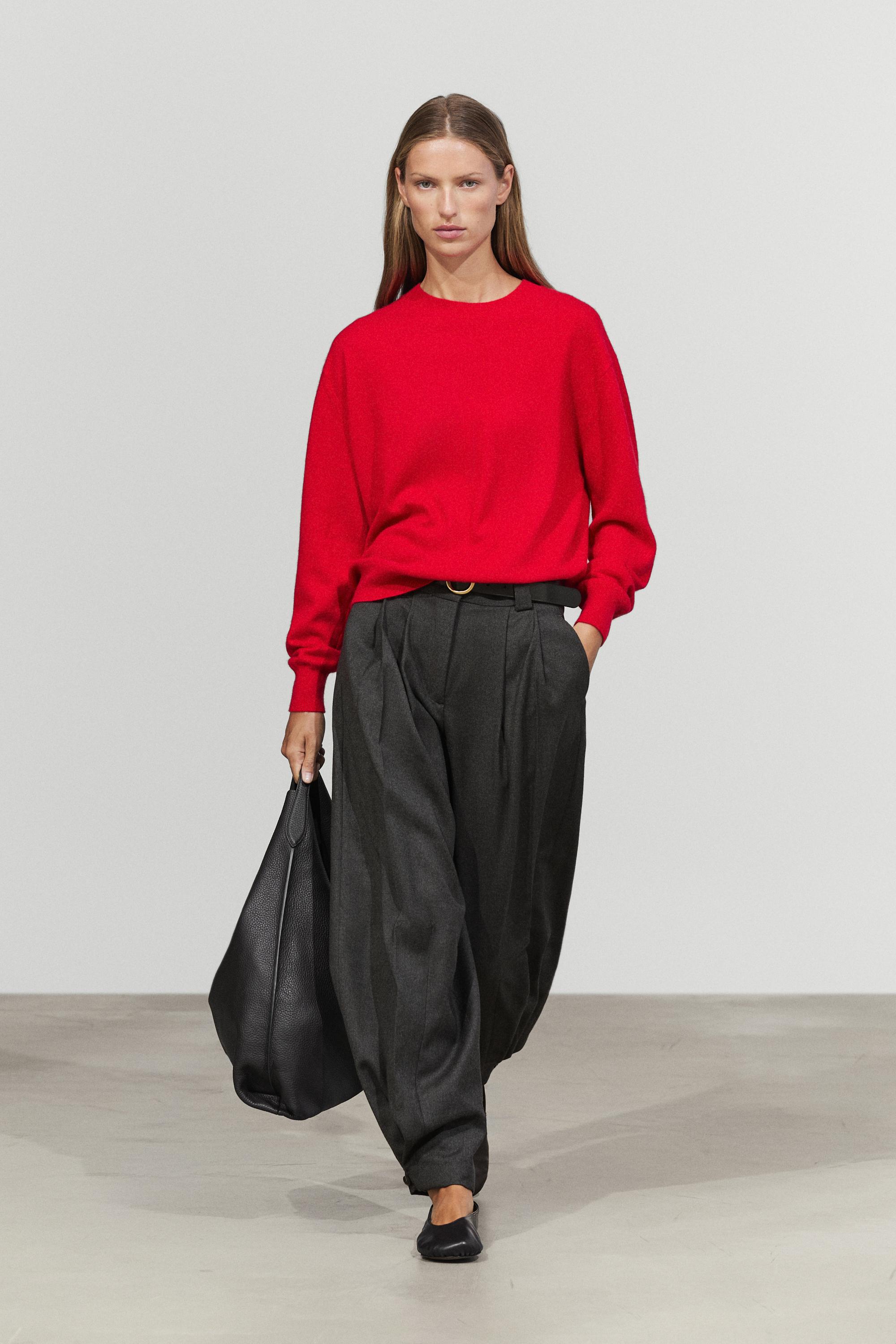 100% cashmere long sleeve sweater Red