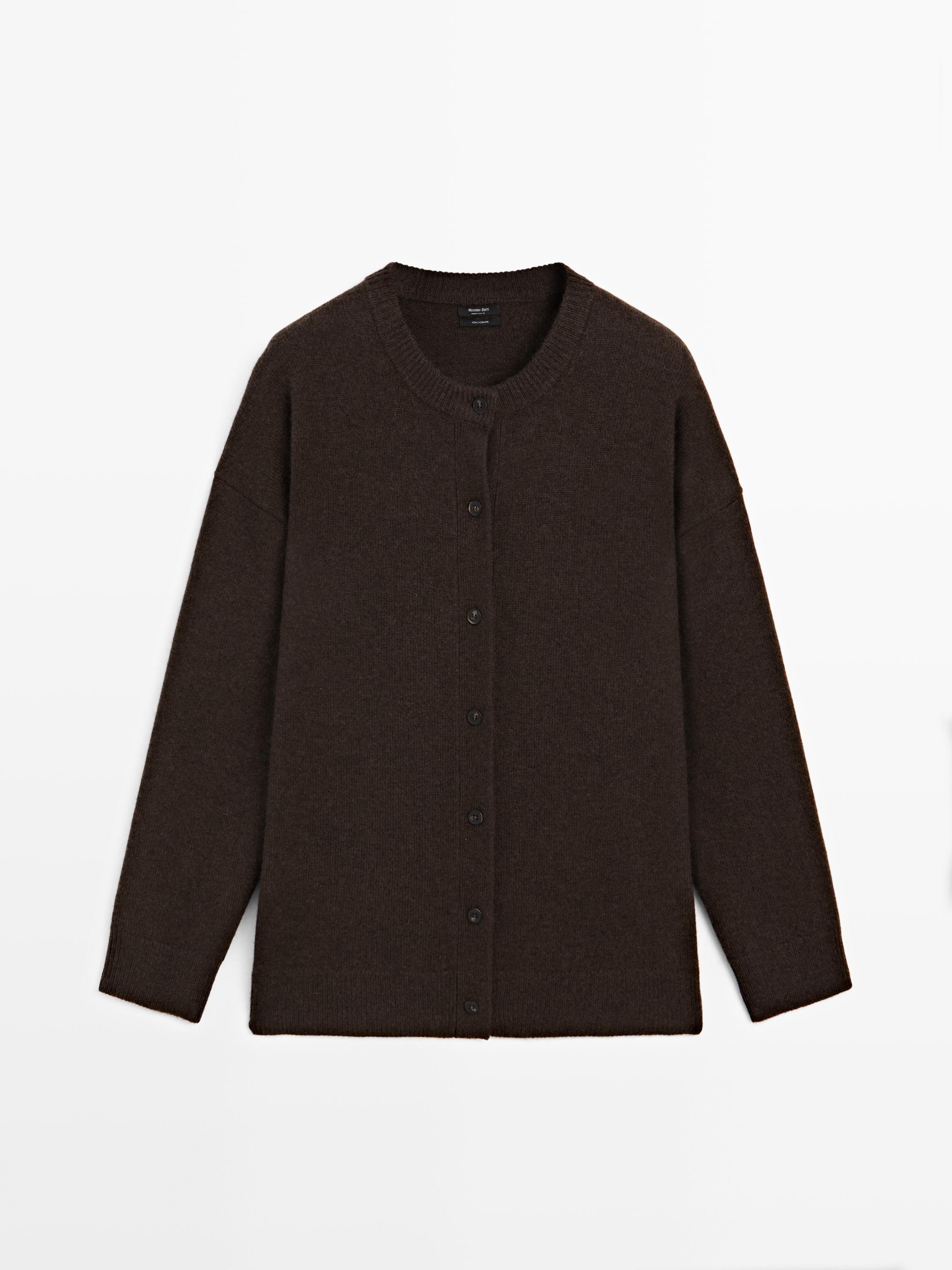 Long knit cashmere cardigan Chocolate