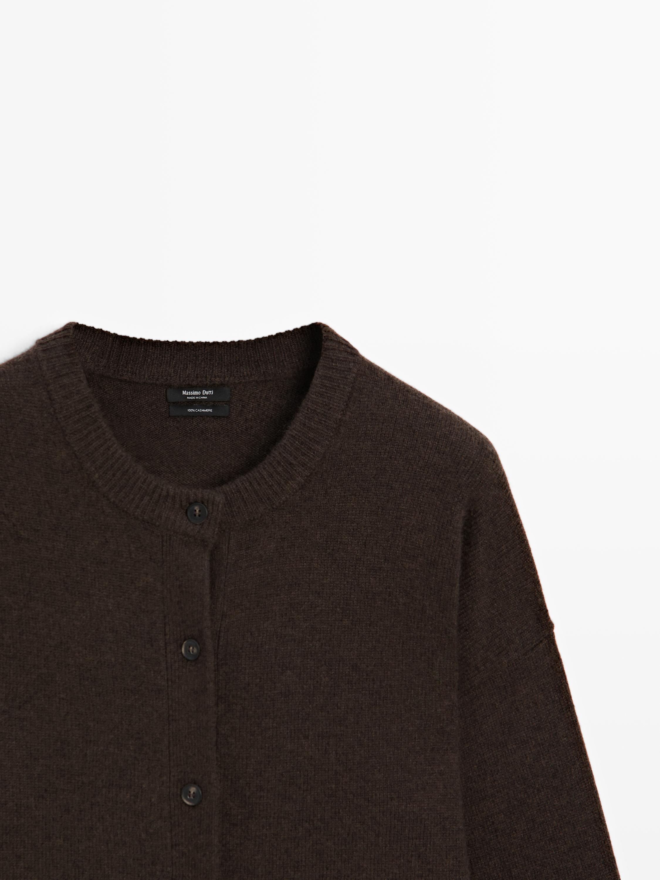 Long knit cashmere cardigan Chocolate