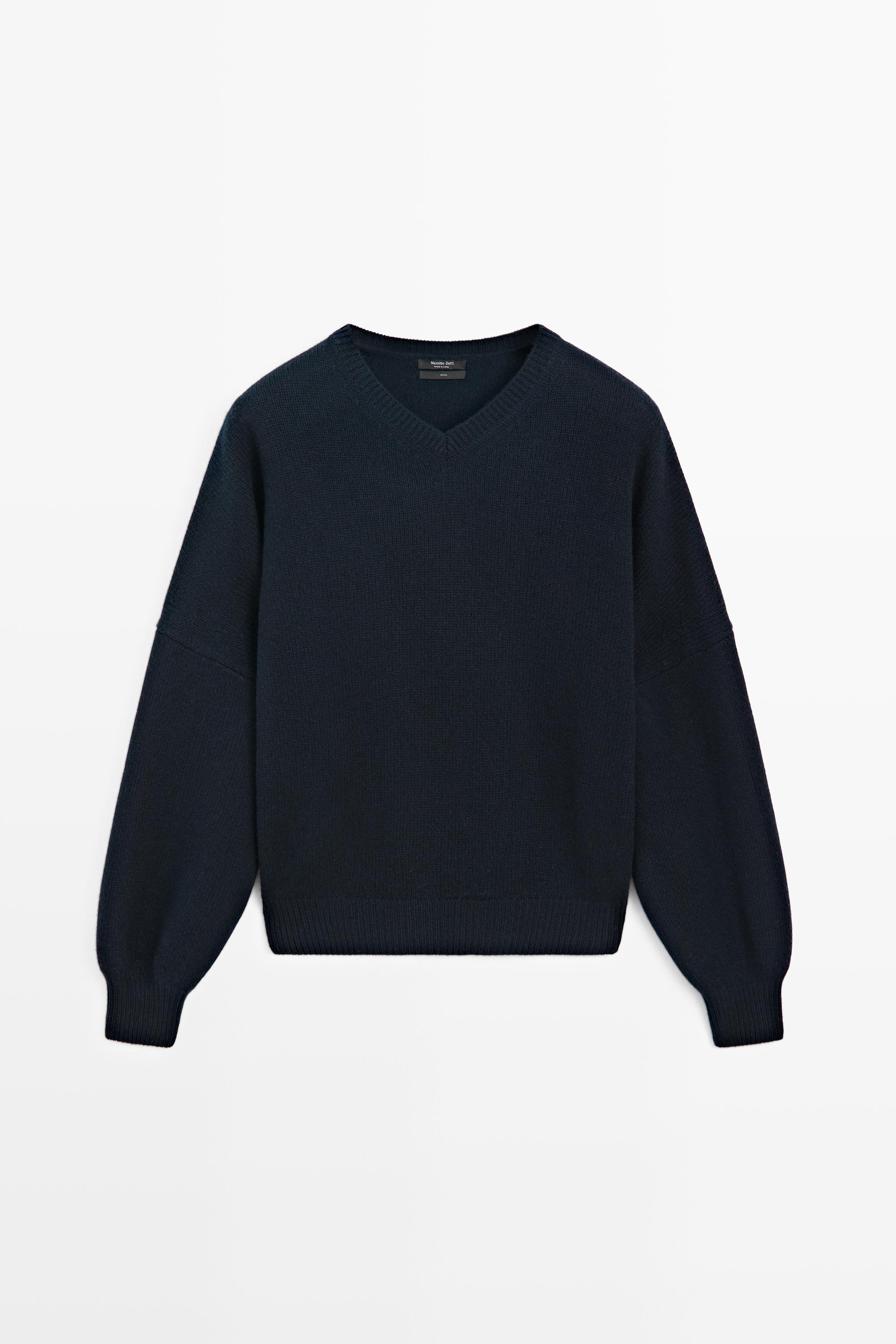 100% wool oversize knit sweater Dark Blue