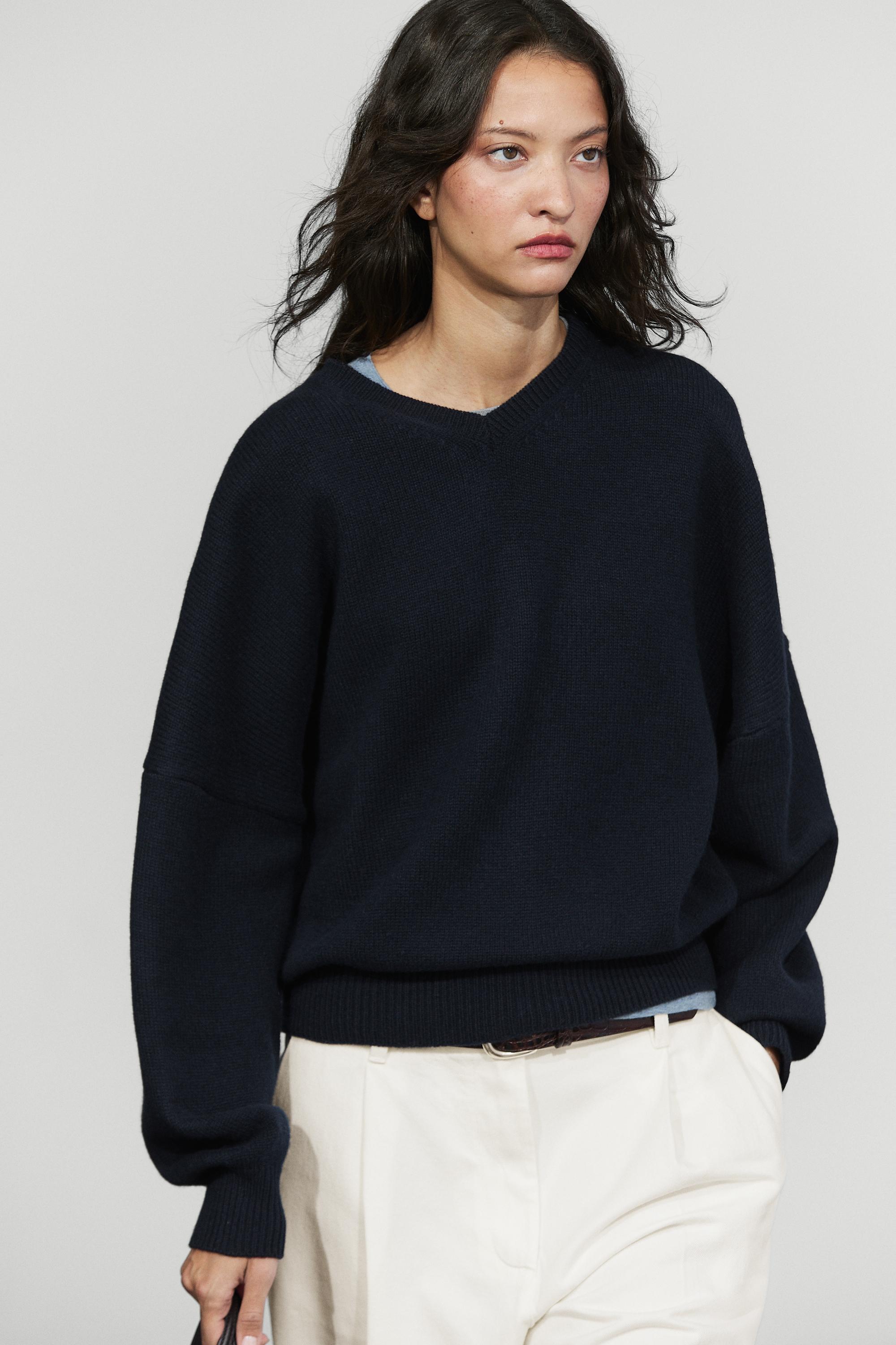 100% wool oversize knit sweater Dark Blue