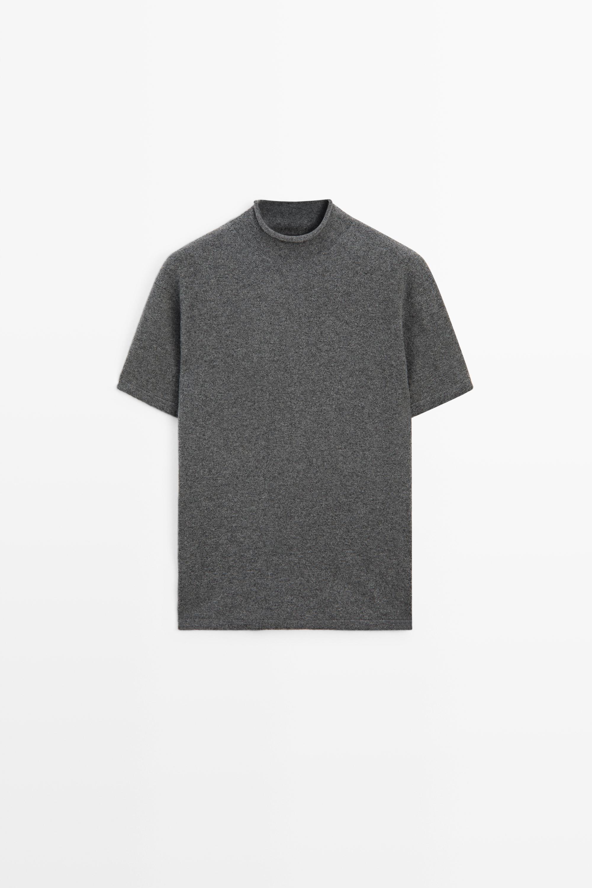 Wool blend mock turtleneck knit sweater Medium Grey